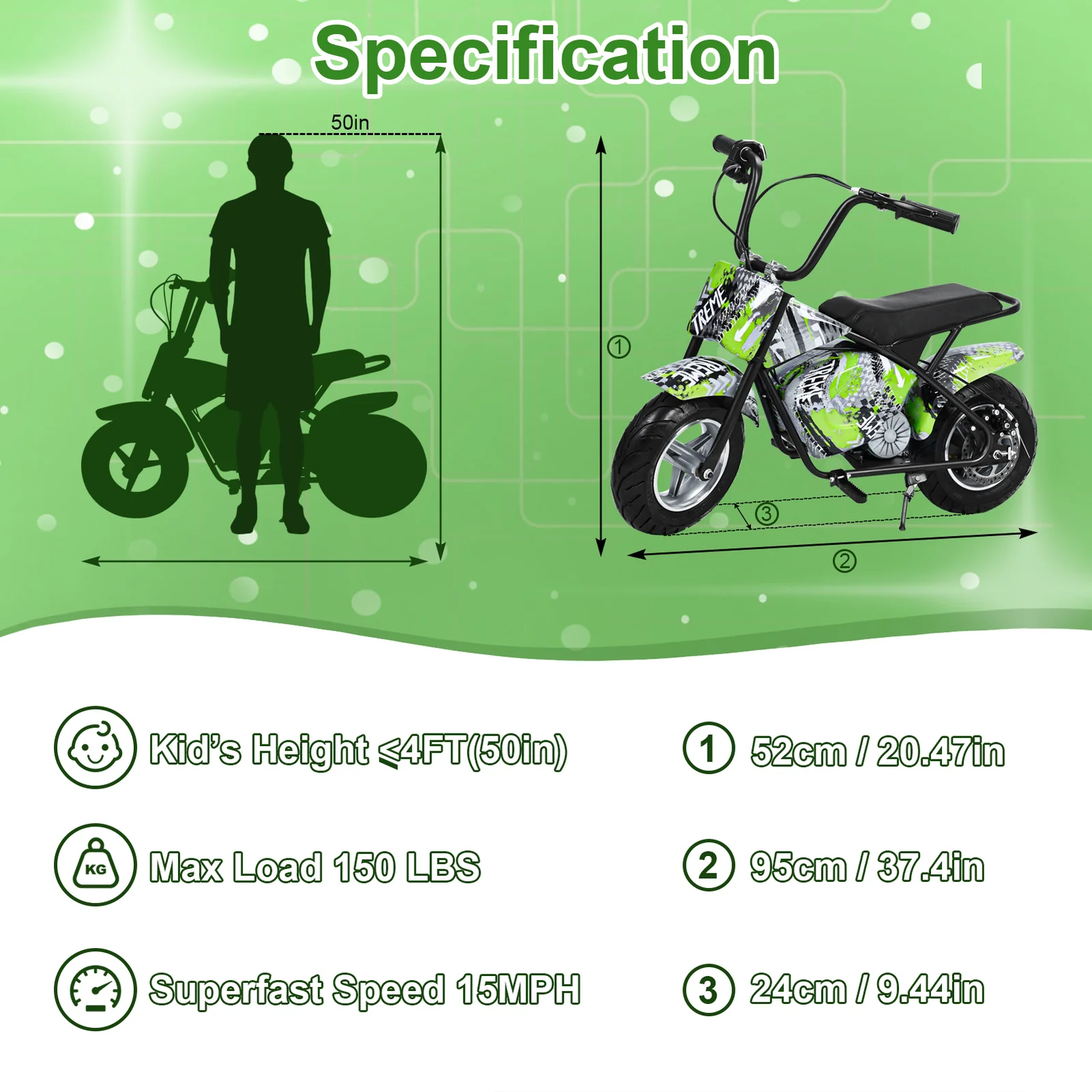 24V Kids Electric Dirt Bike with Rubber Tires, Twist Grip Throttle, and Metal Suspension - Image 11