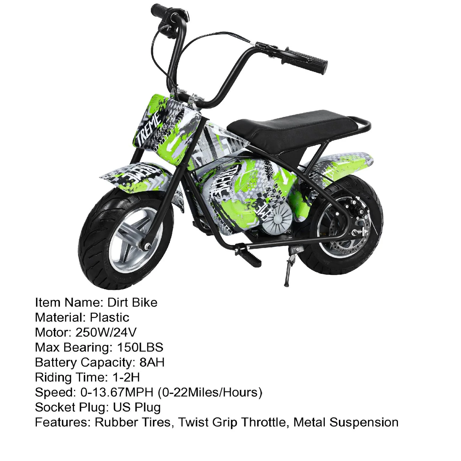 24V Kids Electric Dirt Bike with Rubber Tires, Twist Grip Throttle, and Metal Suspension - Image 15