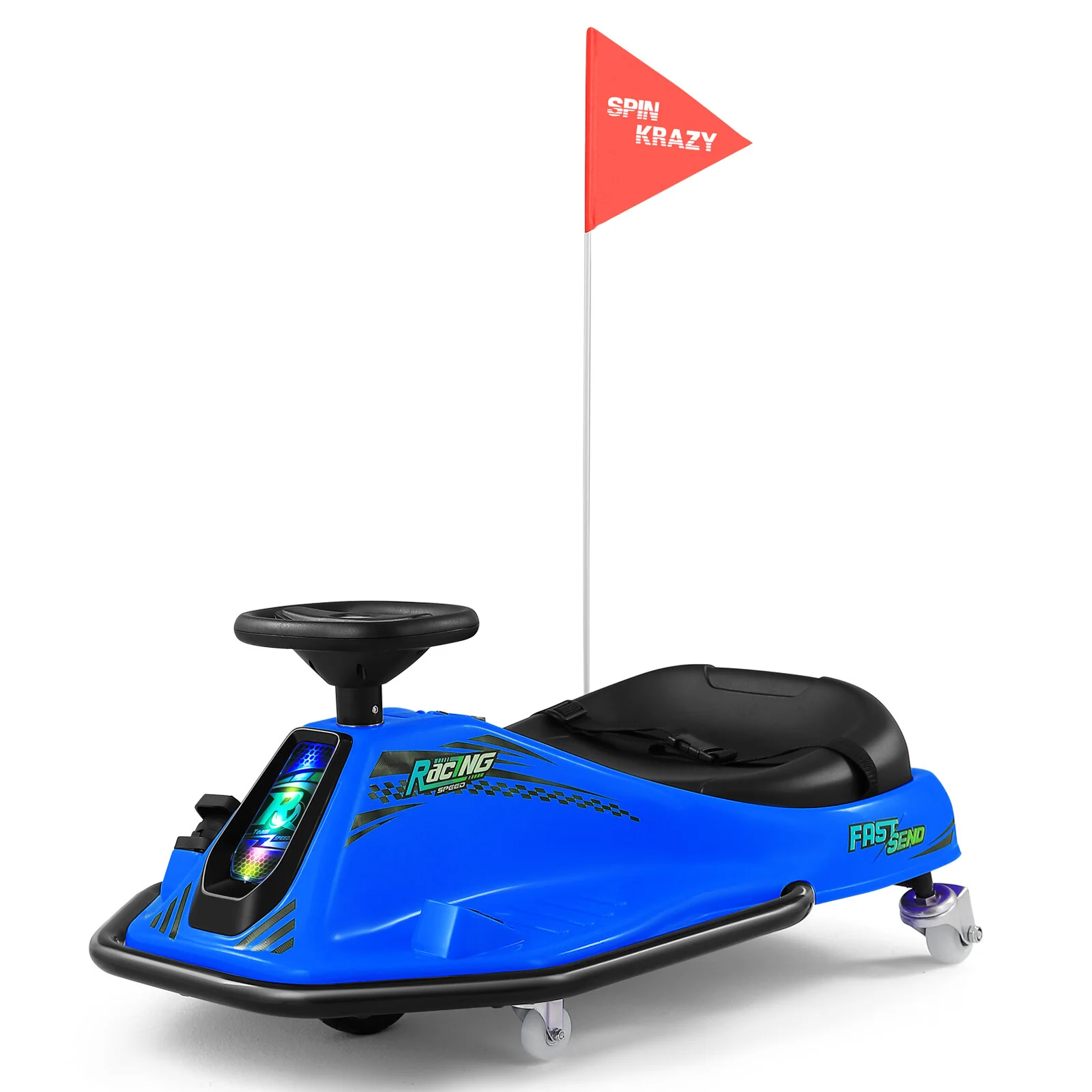 24V Kids Electric Drifting Go-Kart with 360-Degree Spin and Bluetooth Control Blue - Image 11