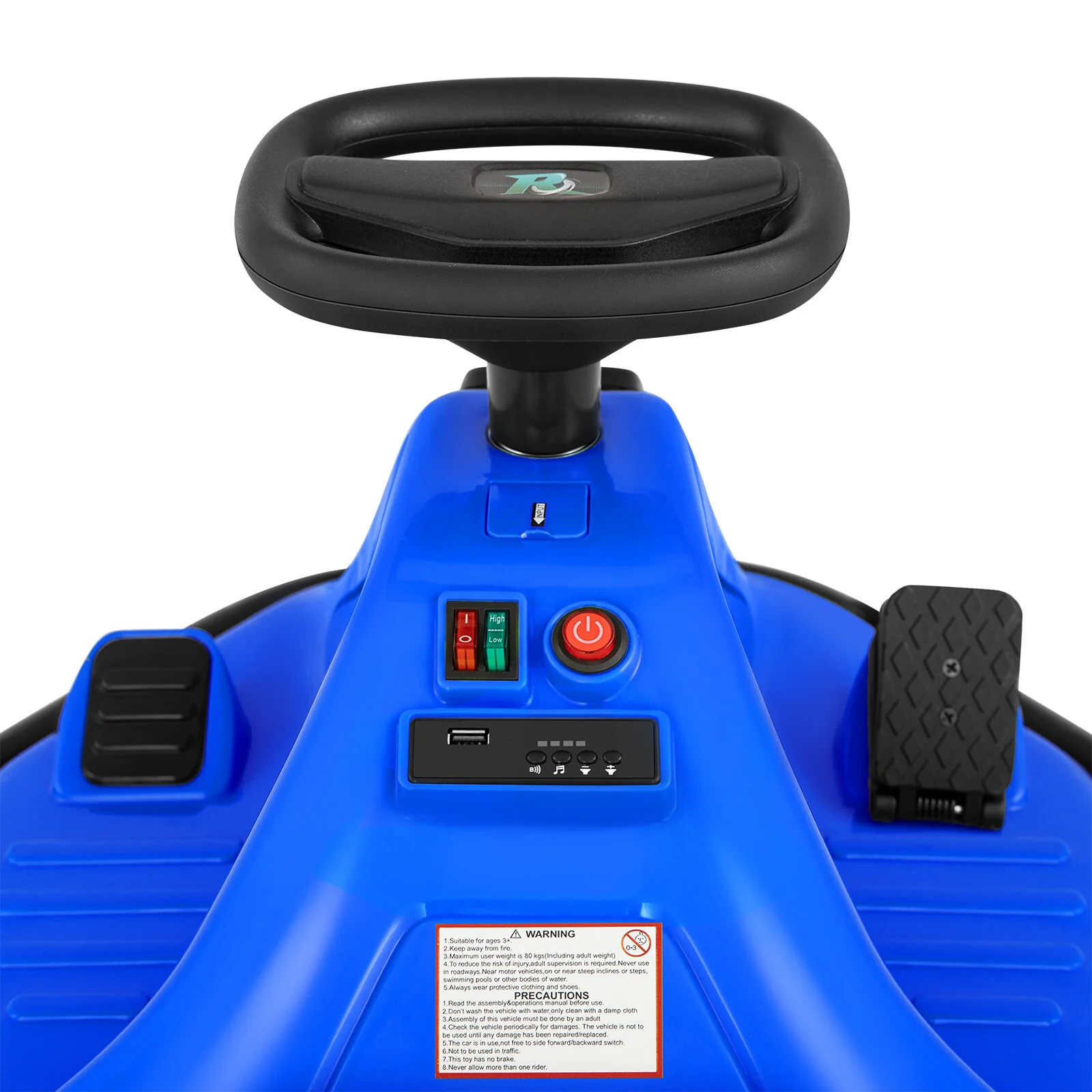 24V Kids Electric Drifting Go-Kart with 360-Degree Spin and Bluetooth Control Blue - Image 15