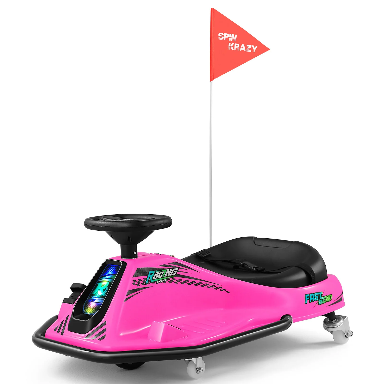 24V Kids Electric Drift Go-Kart with 360-Degree Spin and Bluetooth - Pink - Image 11