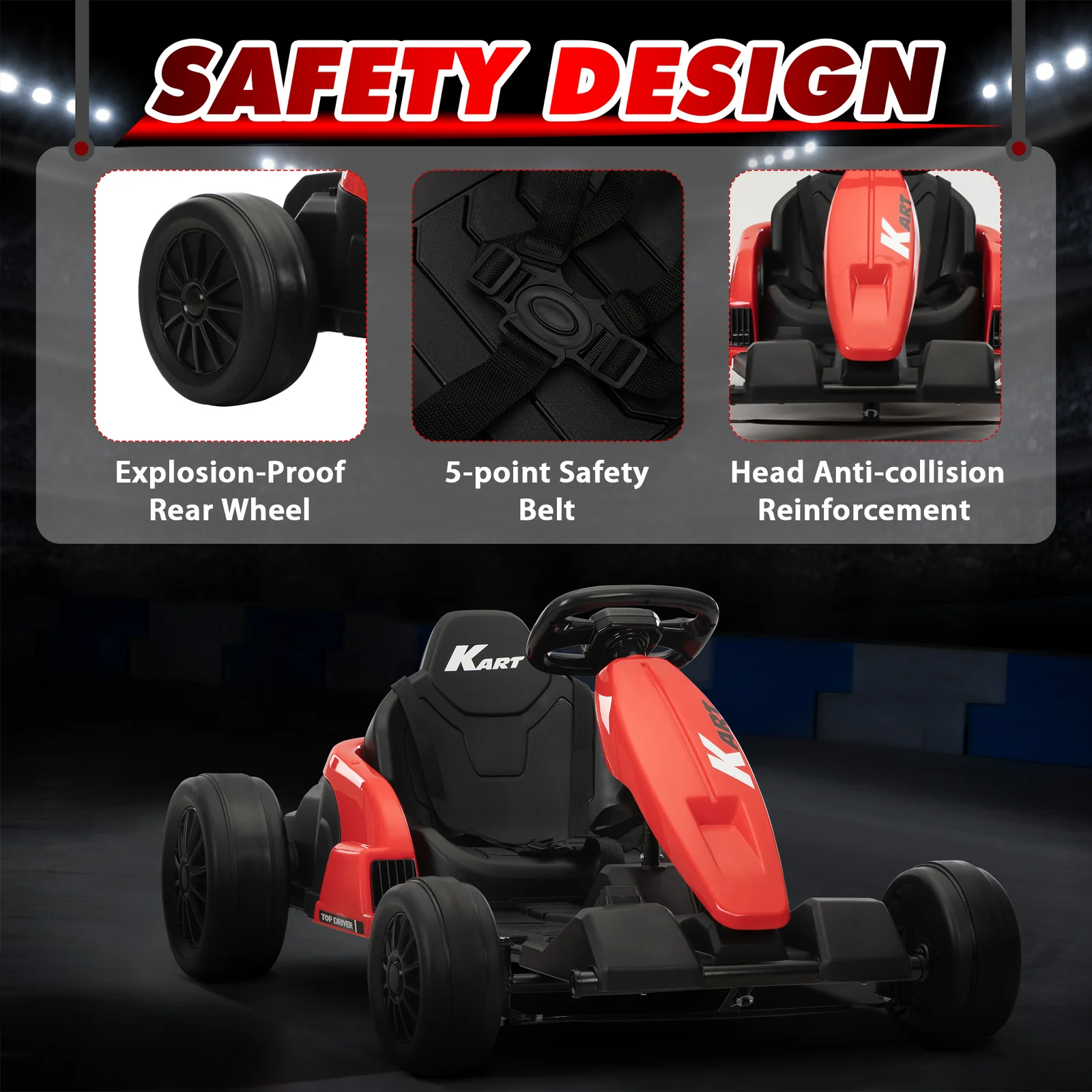 24V Electric Drift Go-Kart for Kids Ages 4-16 with 8mph Max Speed - Image 17