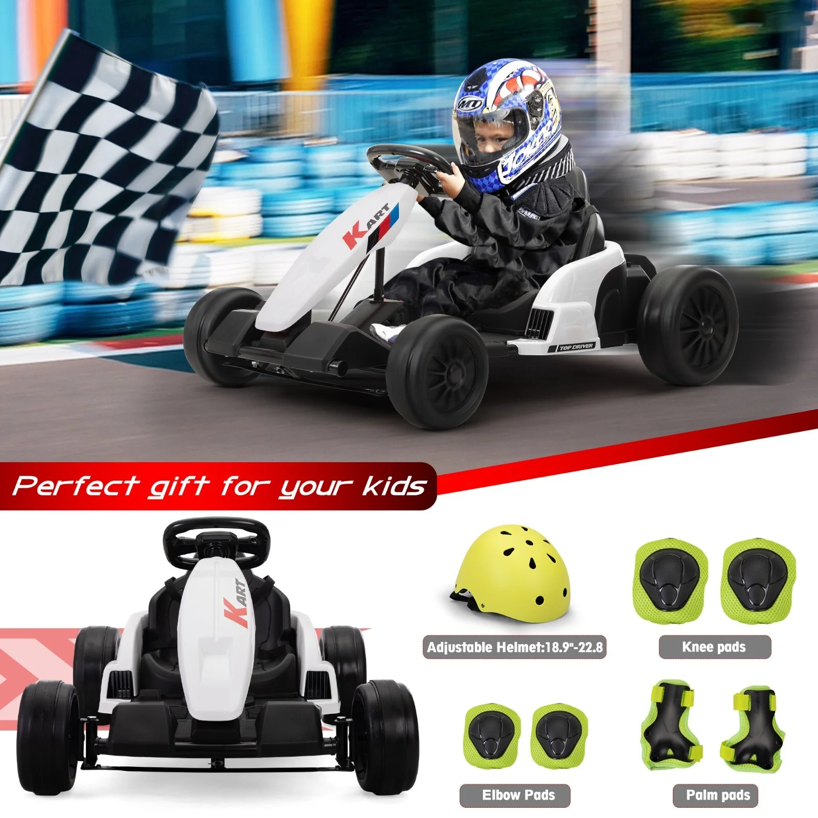 24V Electric Kids Drifting Go-Kart Ride-On Car with Dual 85W Motors for Ages 4-16 - Image 10