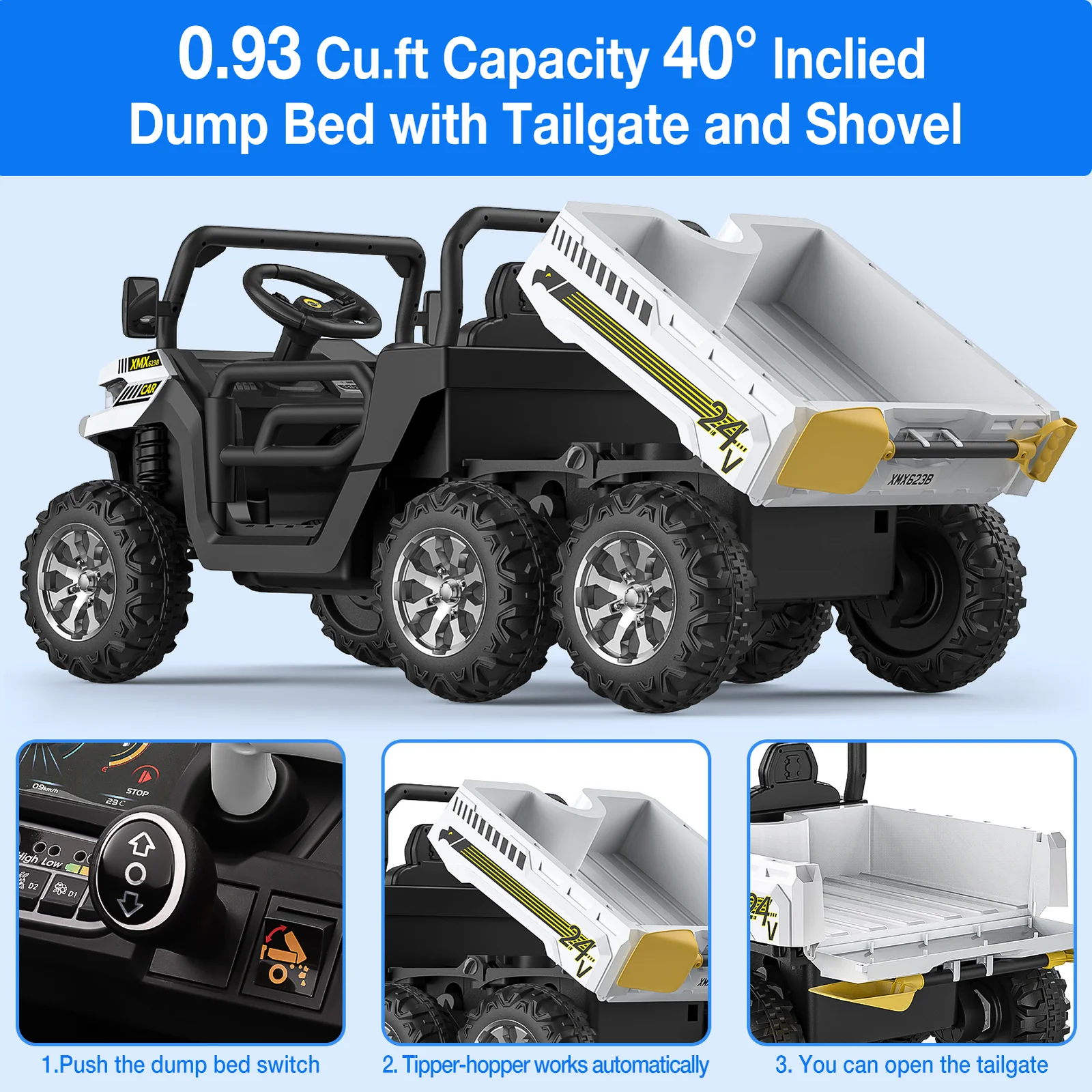 24V Kids Electric 4WD Ride-On Dump Truck Toy for Boys and Girls - Image 4