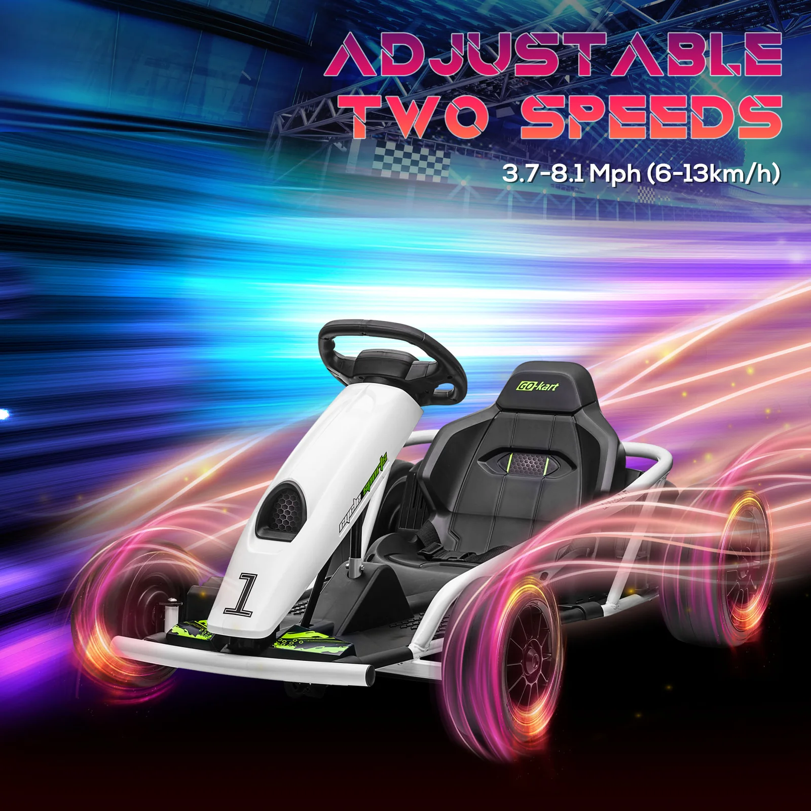 24V Kids Electric Ride-On Go Kart with Drift and 2 Speeds for Boys and Girls Ages 8-12 - Image 5