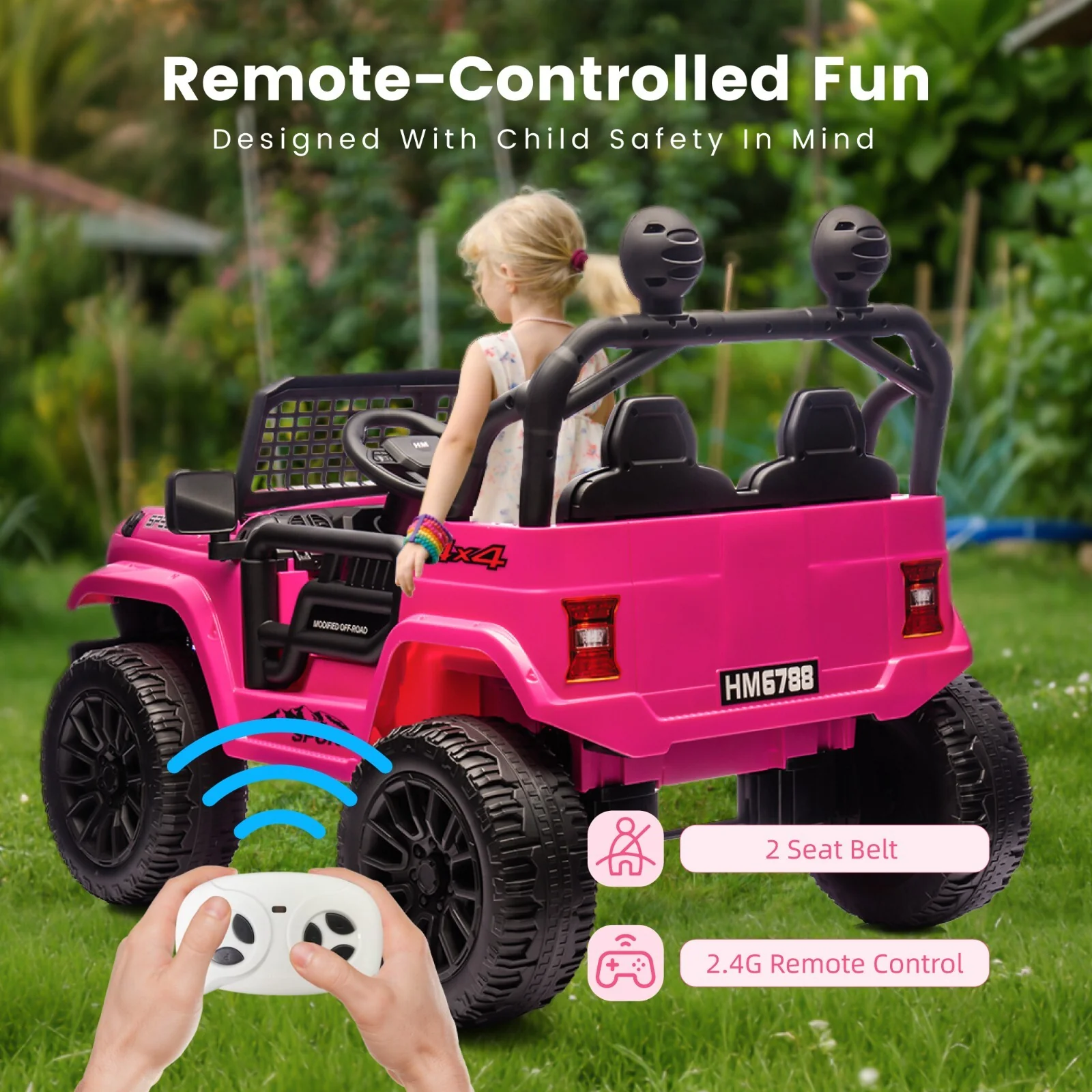 24V Kids Electric 2-Seater Ride-On Jeep Truck with 6mph Speed and Parent Remote Control - Image 2