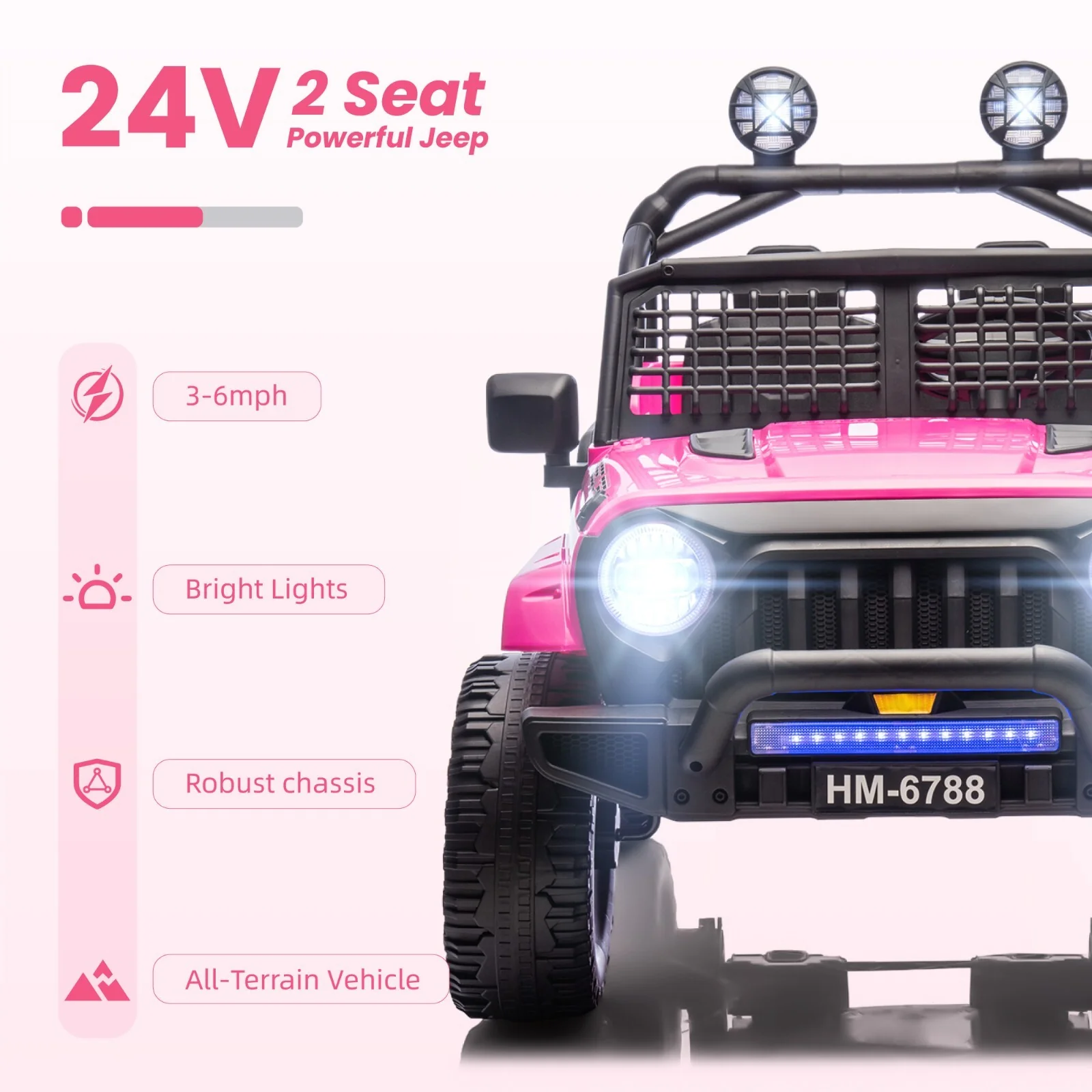 24V Kids Electric 2-Seater Ride-On Jeep Truck with 6mph Speed and Parent Remote Control - Image 4