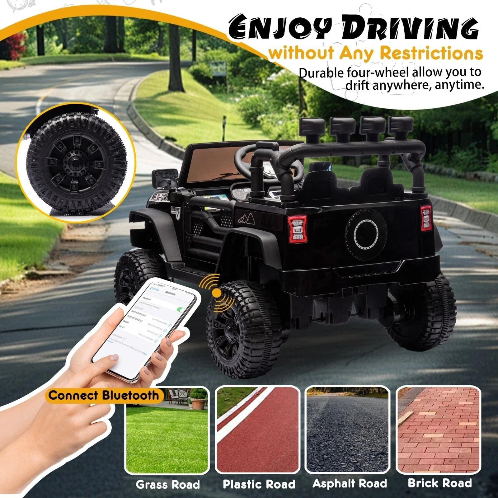24V Kids Electric Jeep Ride-On Car Toy with 400W Power, Remote Control, and Built-in Music - Image 6