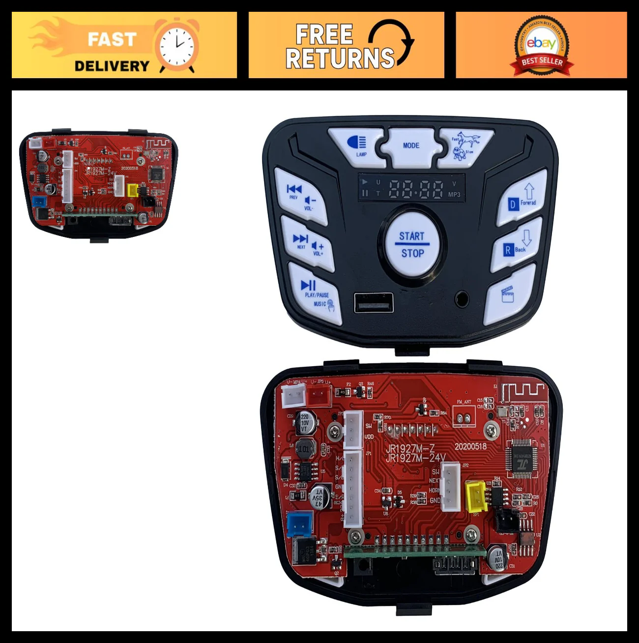 24V Children's Electric Ride-On Car Controller with Music and Dual Direction Functionality
