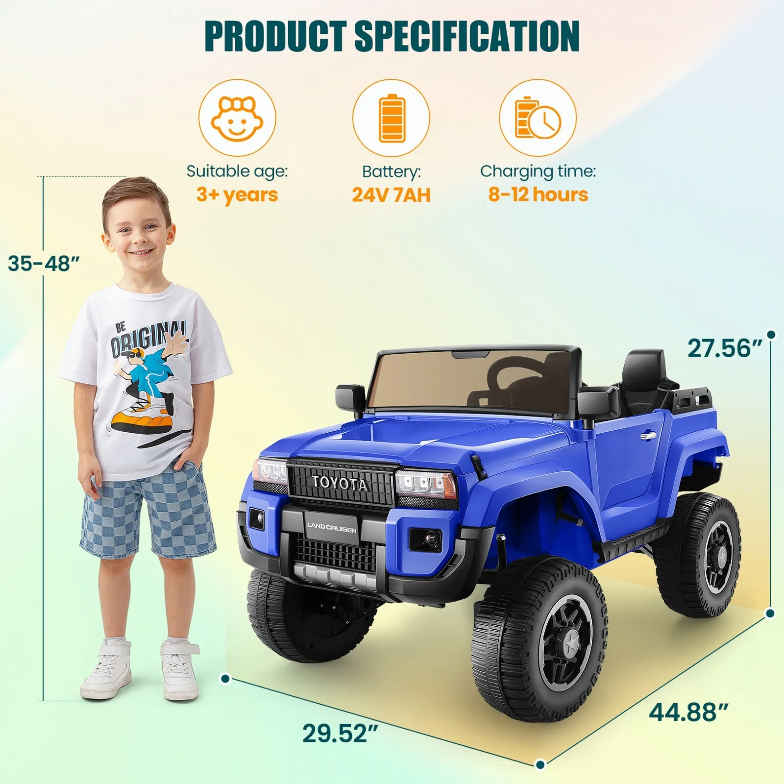 24V Kids Electric 4WD Ride-On Car with Remote Control and LED Lights - Image 6