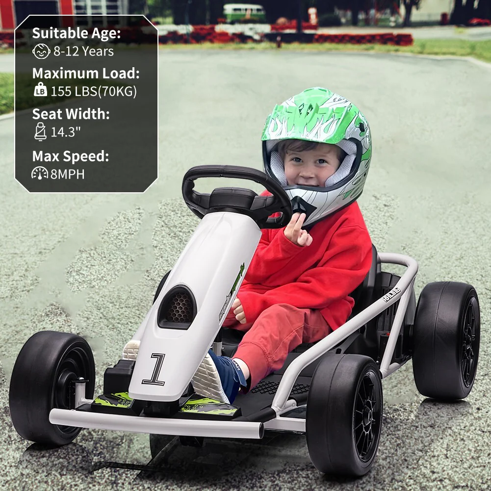 24V 8MPH High-Speed Drifting Go-Kart Ride-On Car for Kids and Teens - Image 5