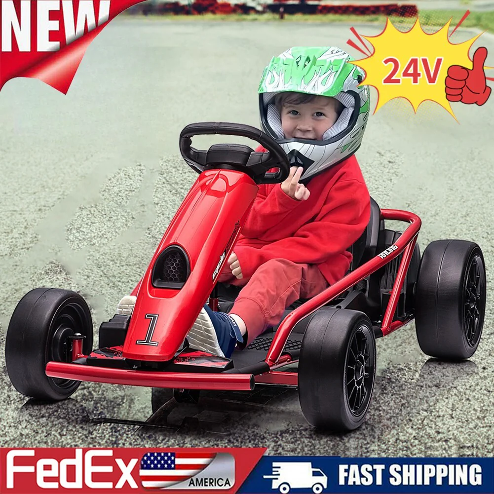 24V Kids Electric Go-Kart Ride-On Drift Car High-Speed Racing Toy