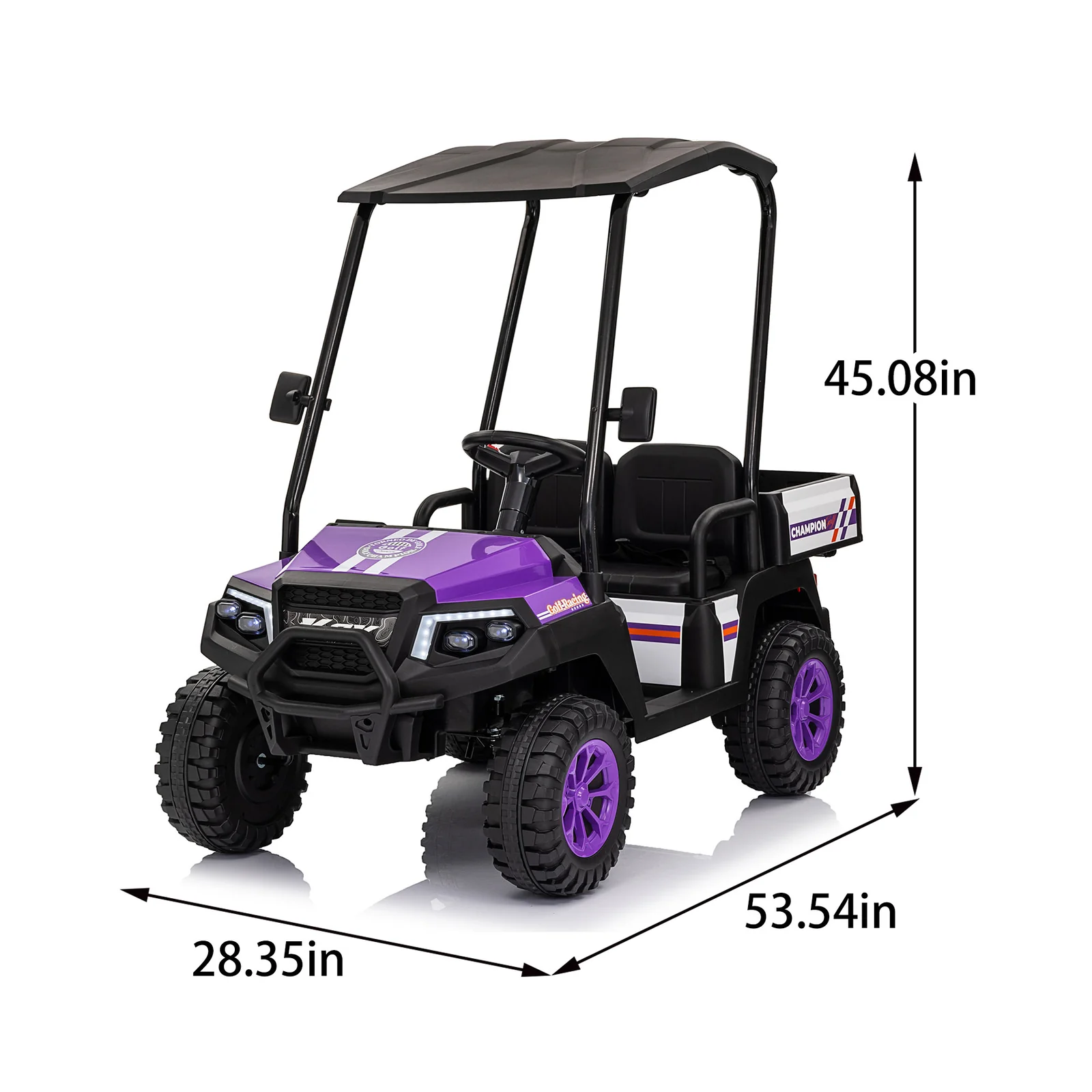 24V Kids 2-Seater 4WD Ride-On Golf Cart with Sun Shade, Storage Trunk, and Remote Control - Image 15