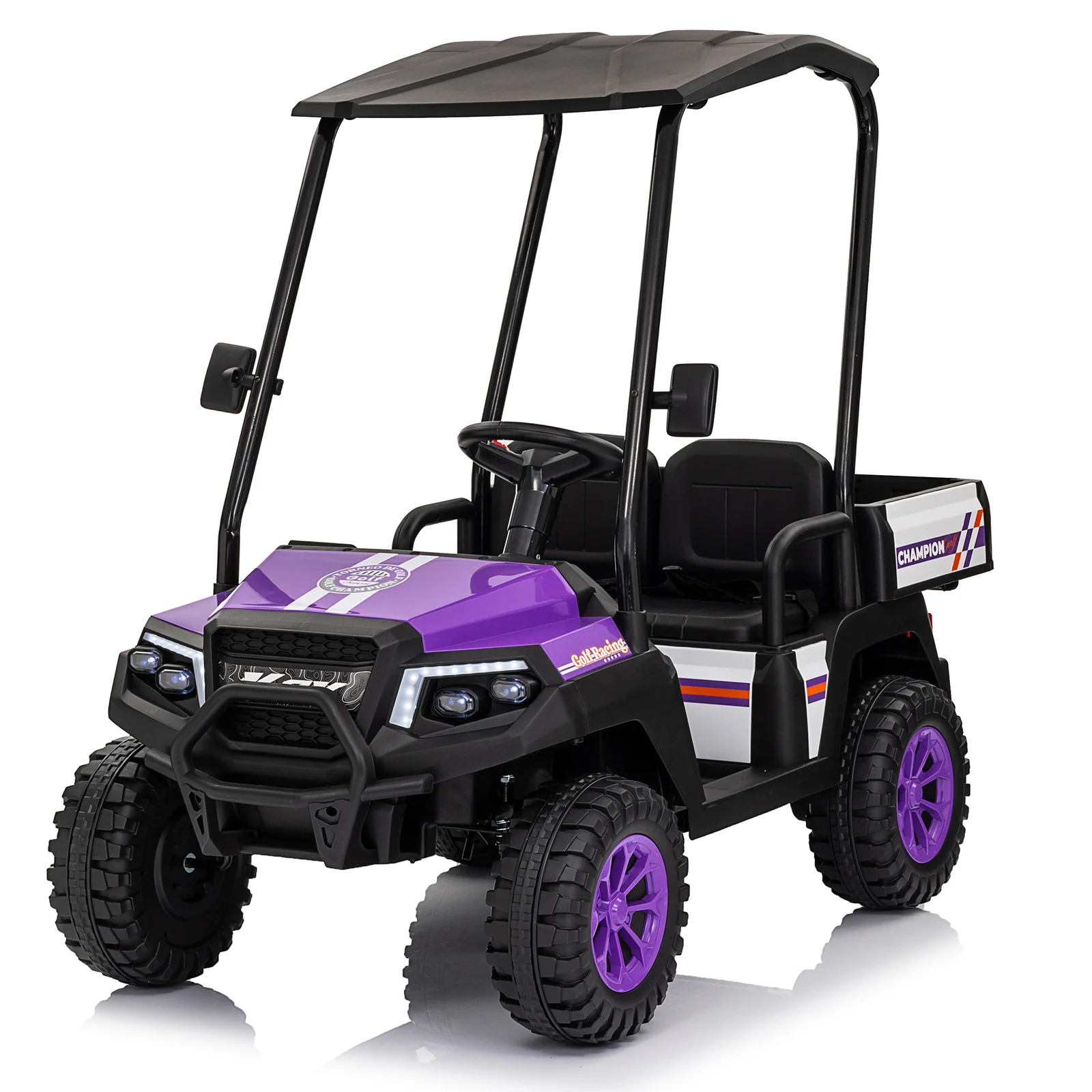 24V Kids 2-Seater 4WD Ride-On Golf Cart with Sun Shade, Storage Trunk, and Remote Control - Image 36