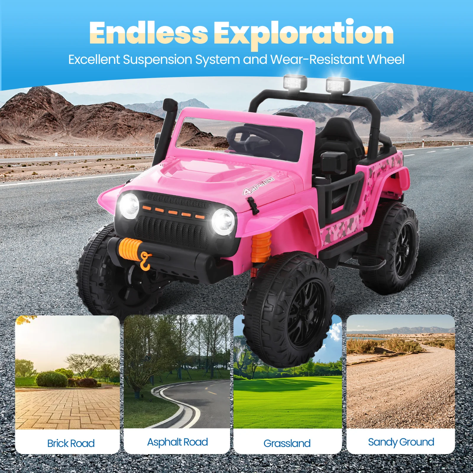 24V Electric Off-Road Kids Jeep Ride-On Car with Remote Control for Ages 3+ - Image 8