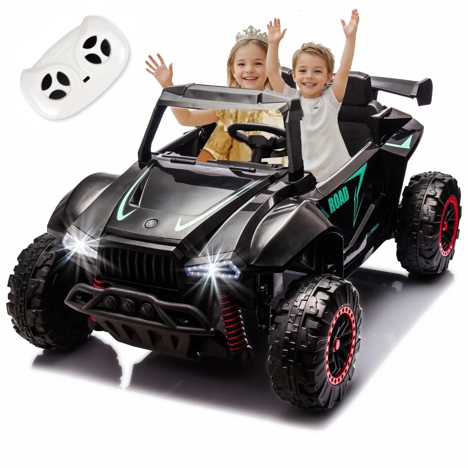 24V Electric Kids Off-Road UTV Ride-On Car 2-Seater with Remote Control Black