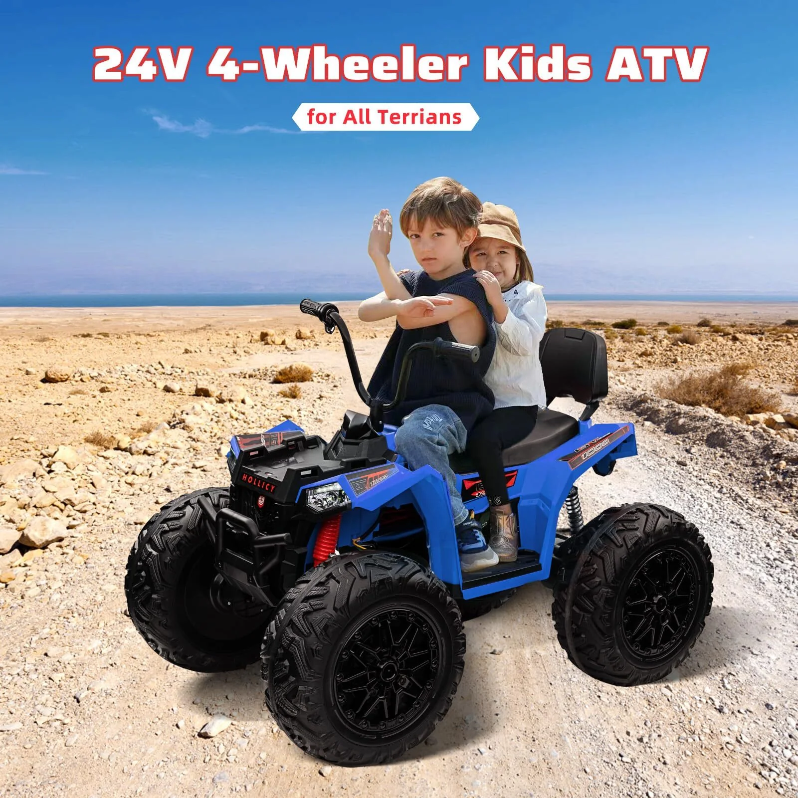 24V Electric Kids Ride-On 4-Wheeler ATV Quad with 2 Seats and Battery