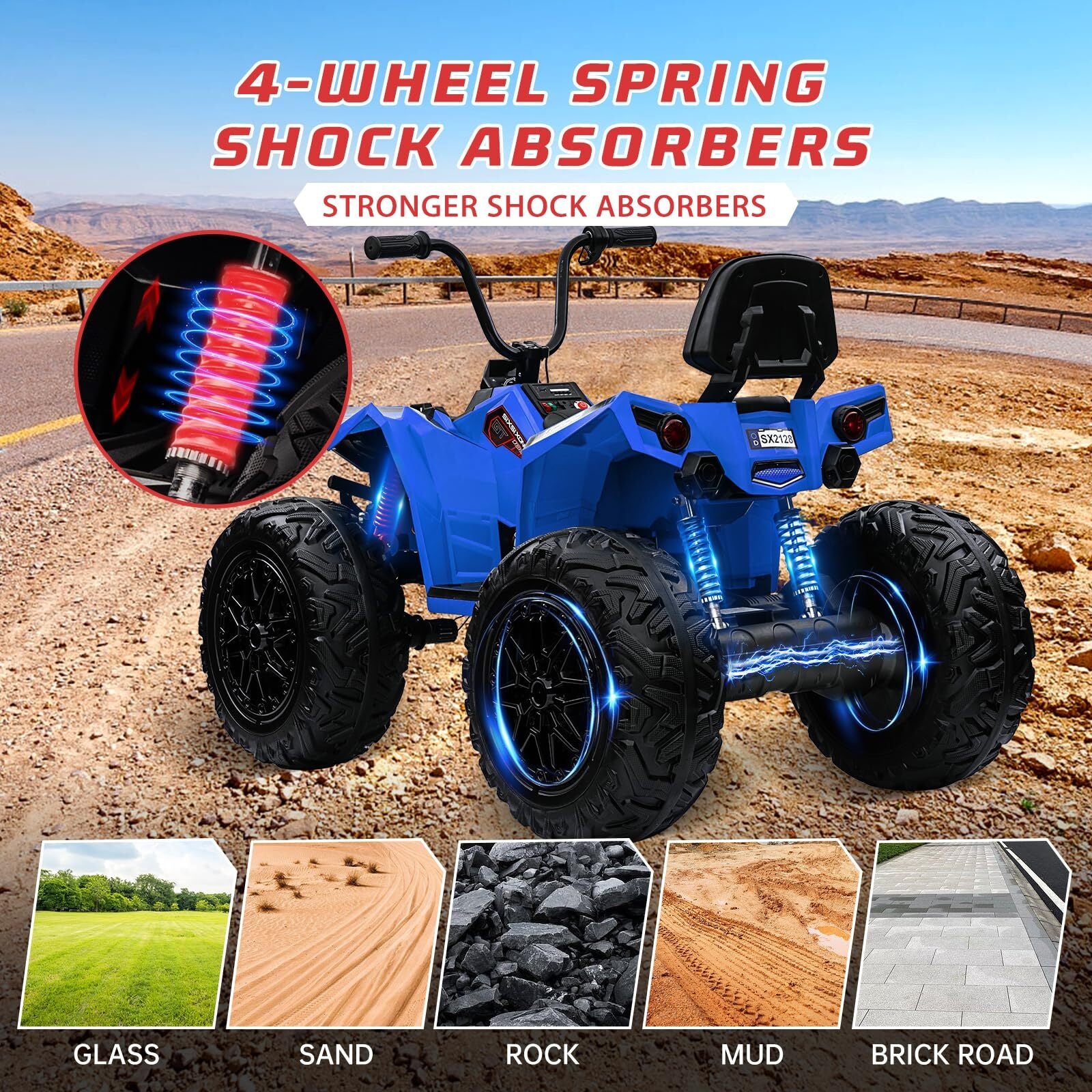 24V Electric Kids Ride-On 4-Wheeler ATV Quad with 2 Seats and Battery - Image 13