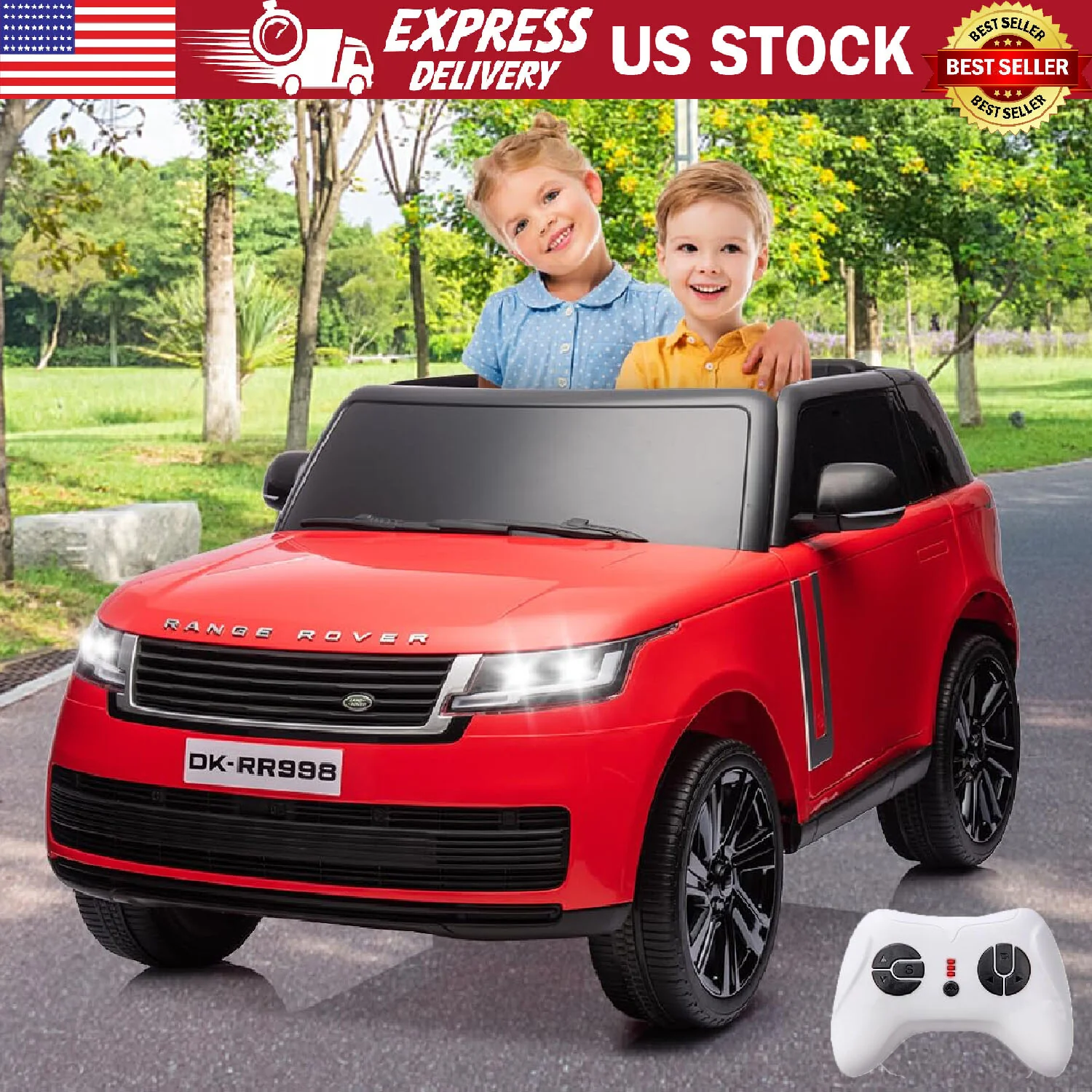 24V Licensed Land Rover 2-Seater Kids Electric Ride-On Car with 3 Speeds