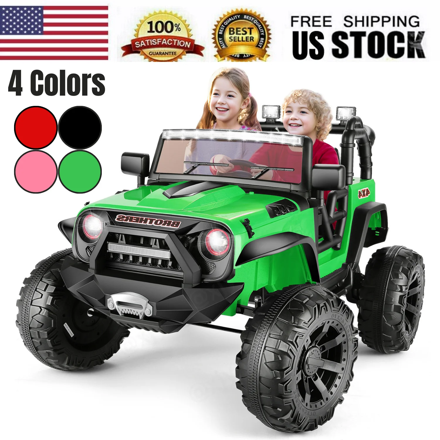 24V Kids Electric Ride-On Truck with Bluetooth, 2-Seater, Dual 200W Motors, Remote Control - Image 14