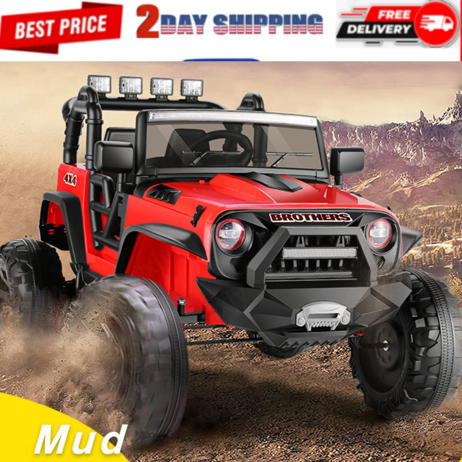 24V Kids Electric Ride-On Truck with Bluetooth, 2-Seater, Dual 200W Motors, Remote Control - Image 18