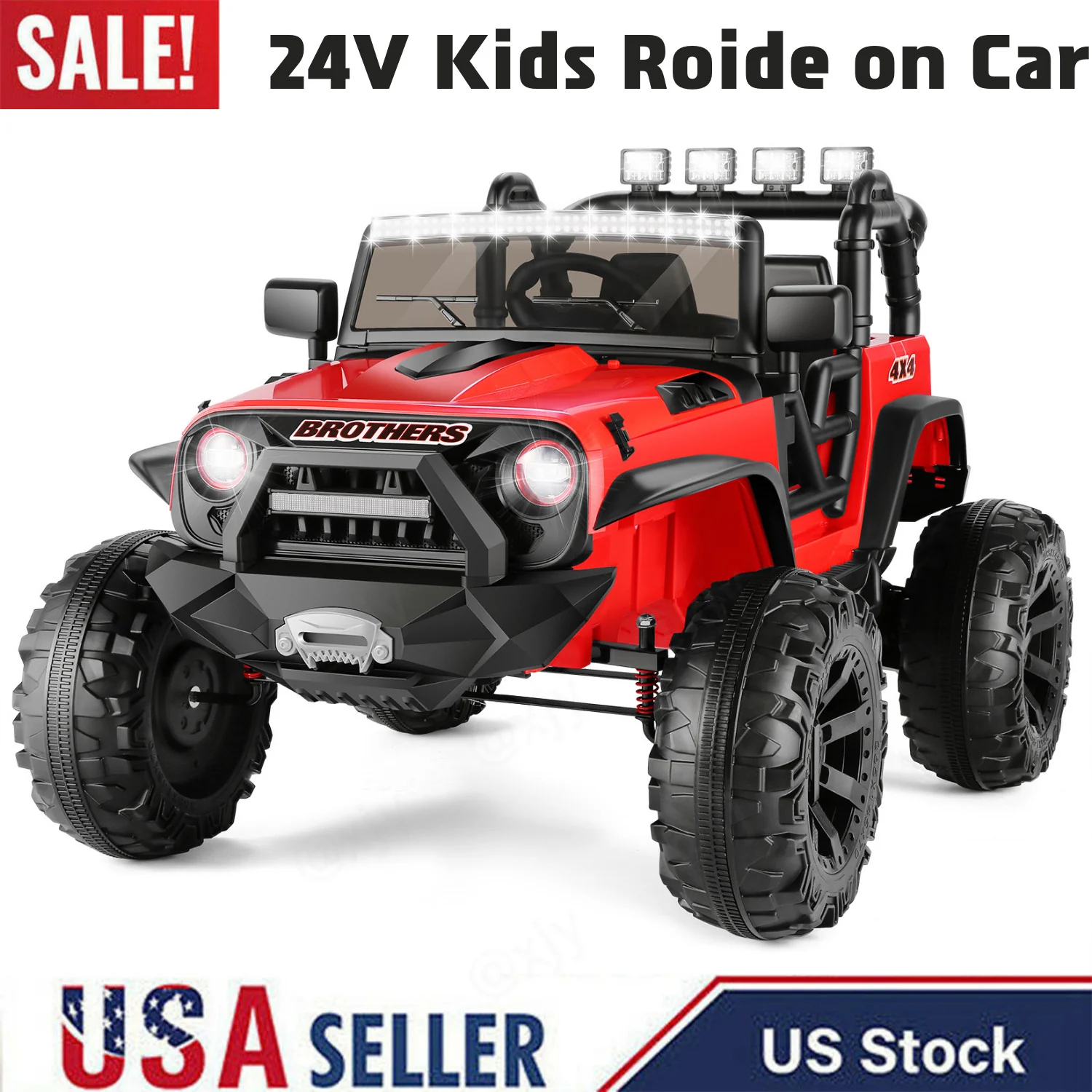 24V Kids Electric Ride-On Truck with Bluetooth, 2-Seater, Dual 200W Motors, Remote Control - Image 22