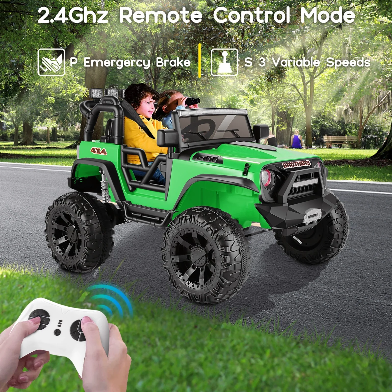 24V Kids Electric Ride-On Truck with Bluetooth, 2-Seater, Dual 200W Motors, Remote Control - Image 26