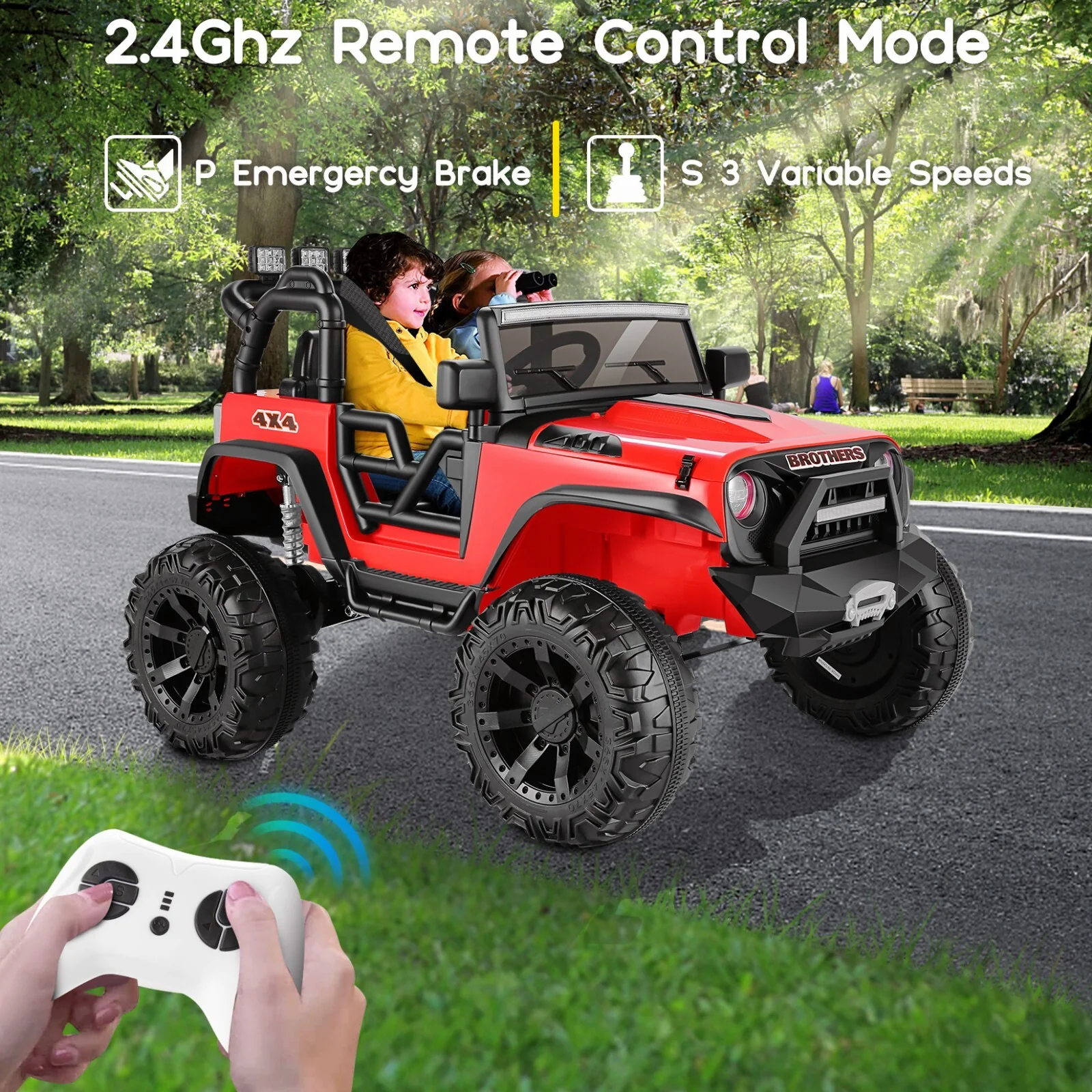 24V Kids Electric Ride-On Truck with Bluetooth, 2-Seater, Dual 200W Motors, Remote Control - Image 3