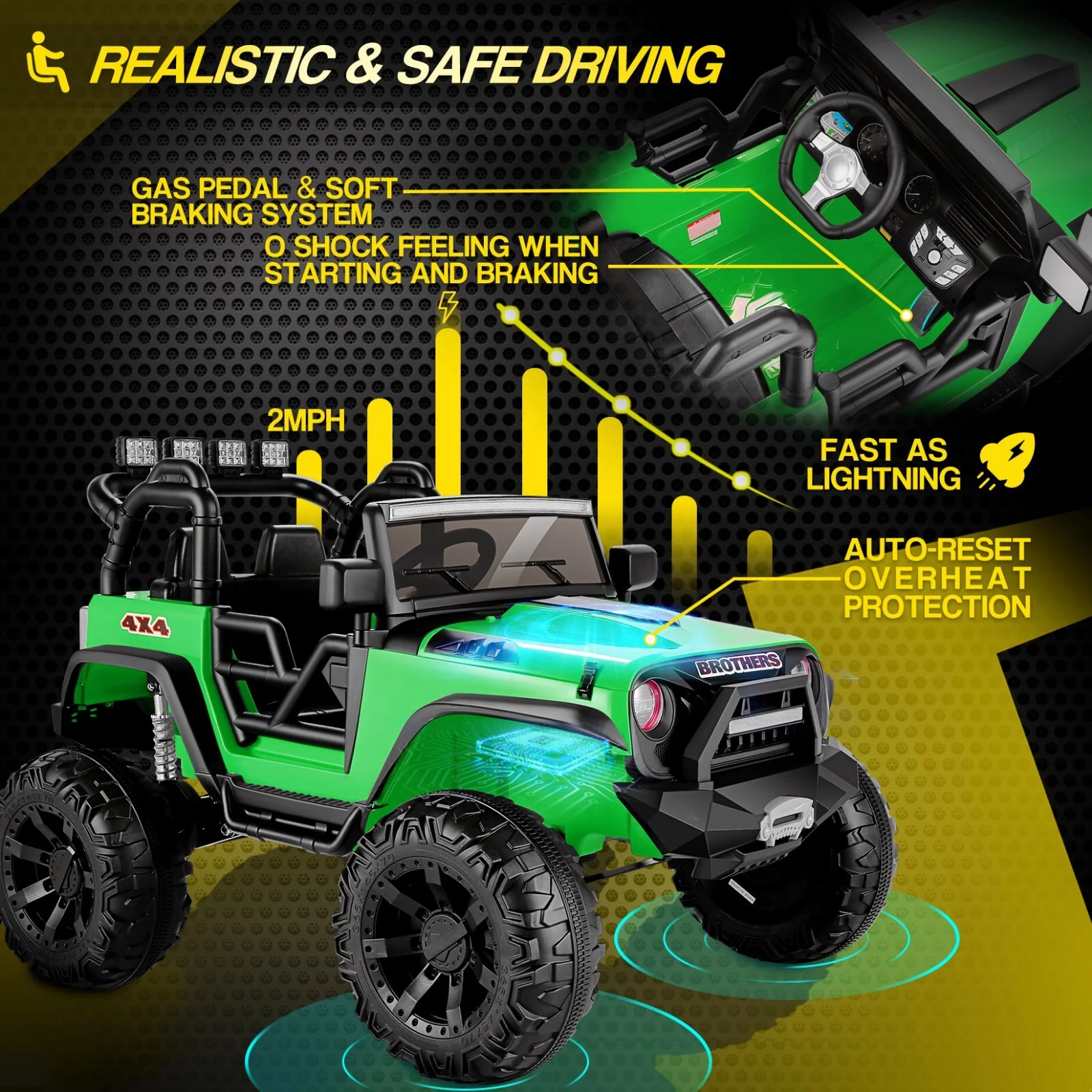 24V Kids Electric Ride-On Truck with Bluetooth, 2-Seater, Dual 200W Motors, Remote Control - Image 31