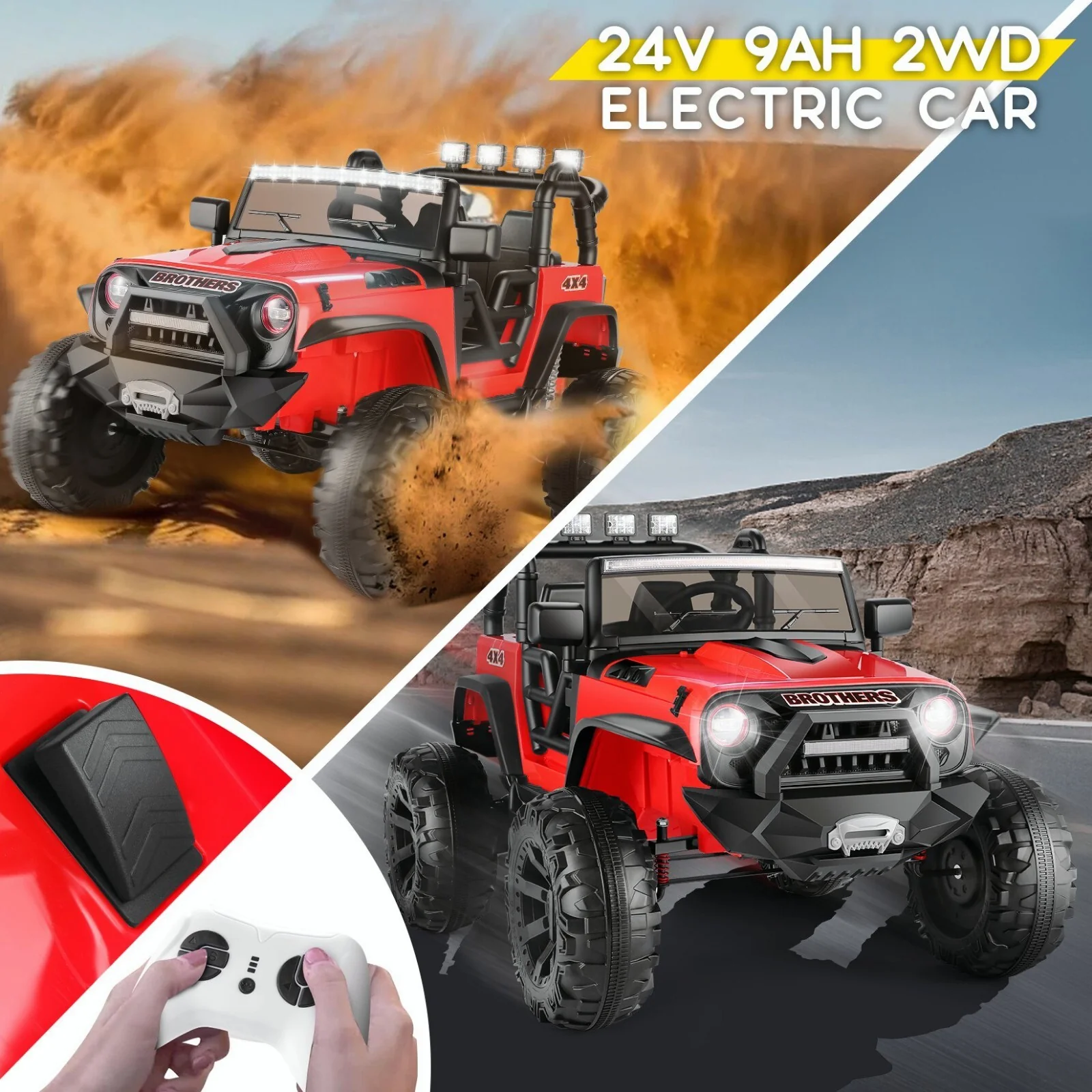 24V 2-Seater Kids Electric Ride-On Truck 400W with Bluetooth and Remote Control - Image 2