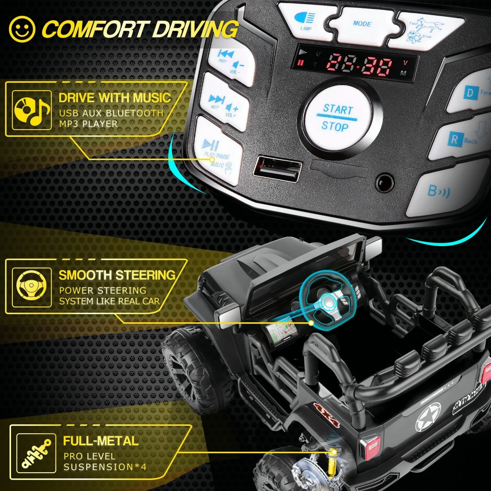 24V 2-Seater Kids Electric Ride-On Truck 400W with Bluetooth and Remote Control - Image 34