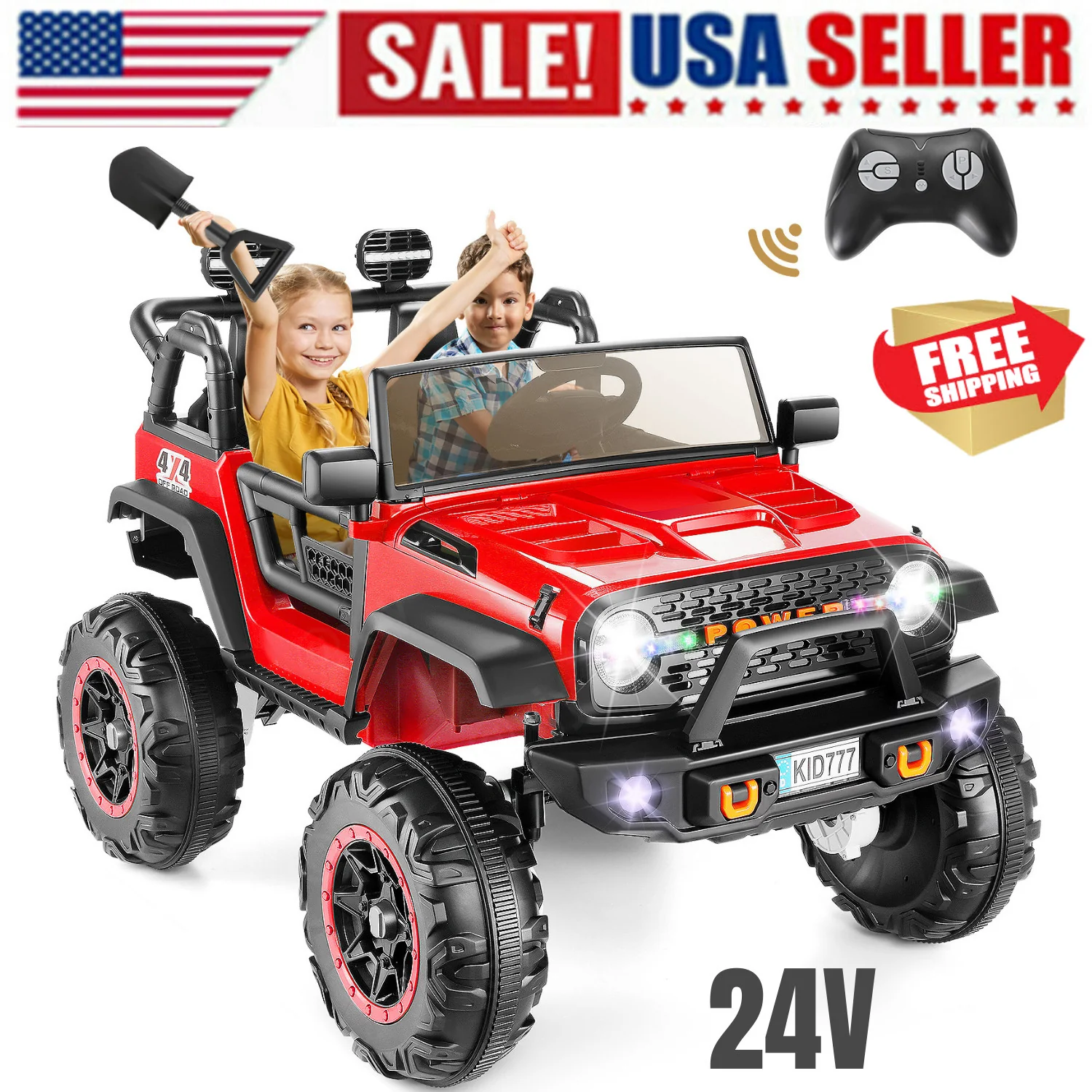 24V 2-Seater Kids Electric Ride-On Truck with 400W Motor Bluetooth and Remote Control - Image 14