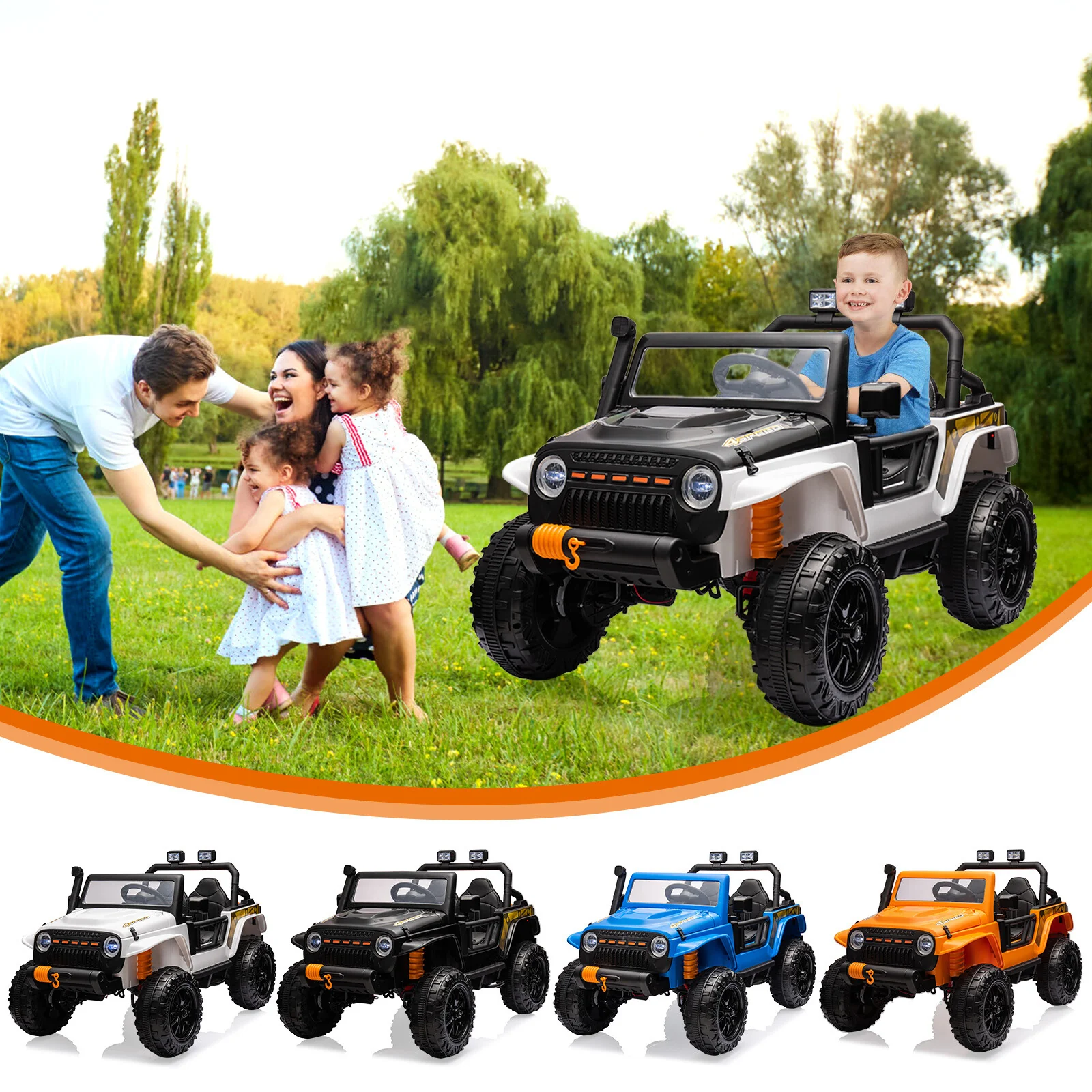 24V Kids Electric Ride-On Truck with 2 Seats, Remote Control, and Bluetooth - Image 10