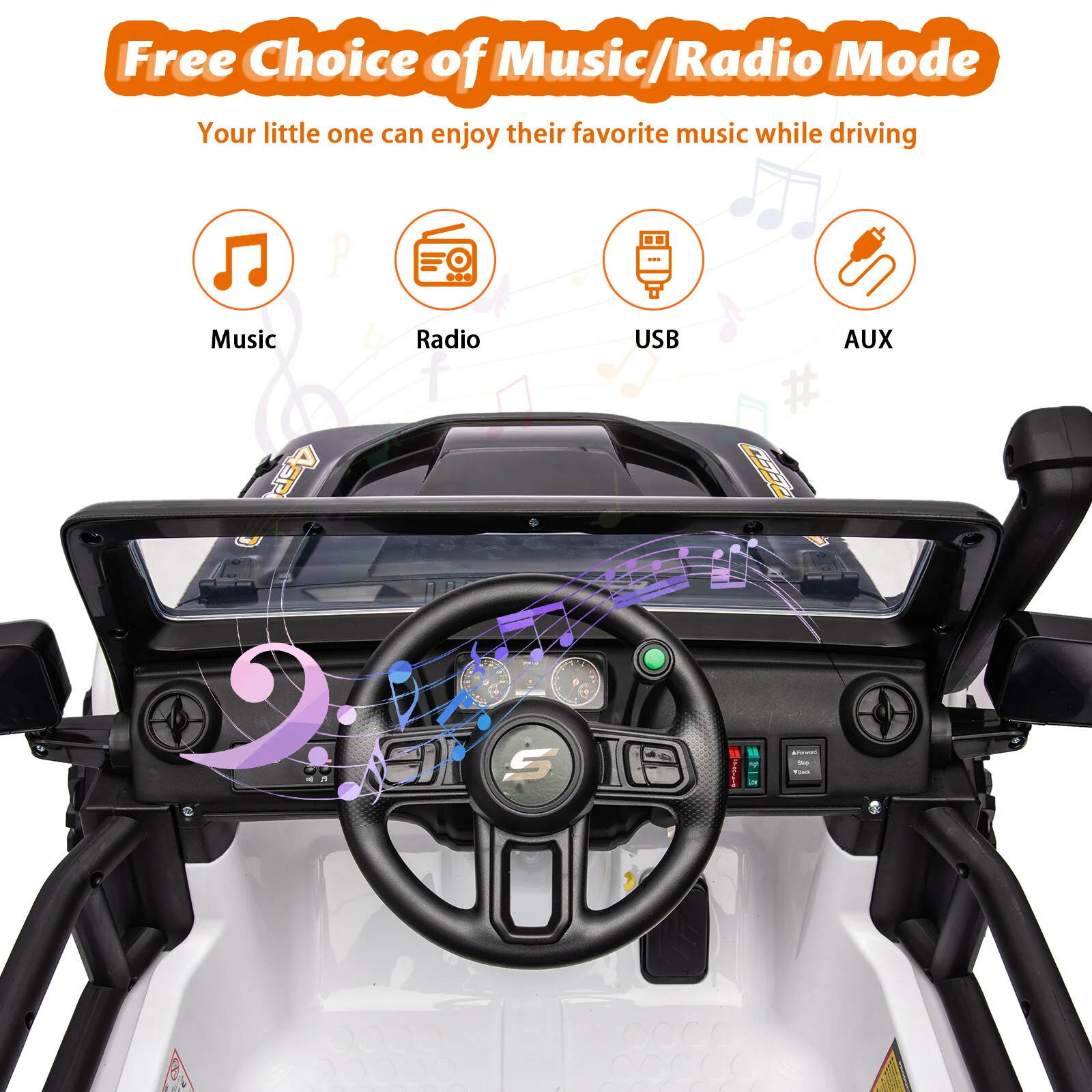 24V Kids Electric Ride-On Truck with 2 Seats, Remote Control, and Bluetooth - Image 5
