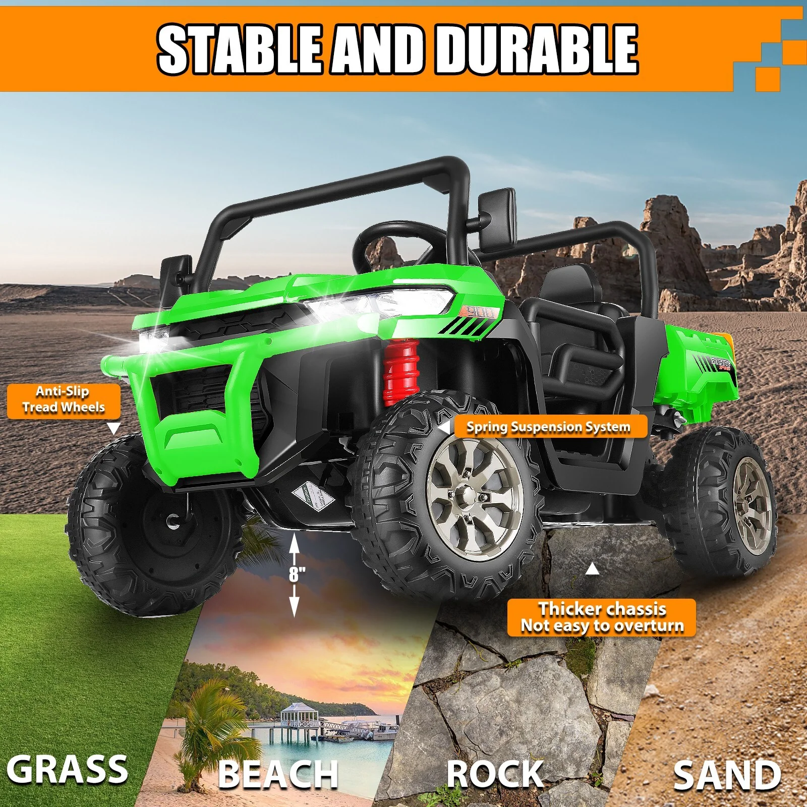 24V Electric 4-Wheel Off-Road Kids Ride-On UTV with Remote Control - Image 11
