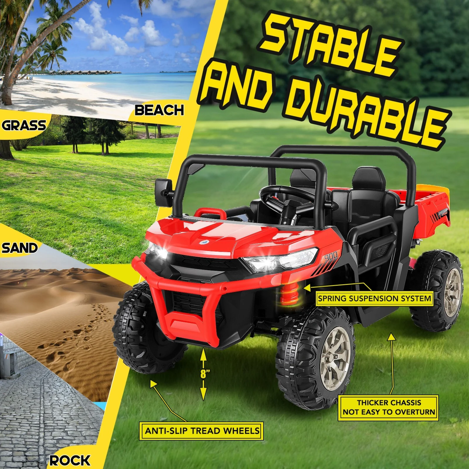 24V Electric 4-Wheel Off-Road Kids Ride-On UTV with Remote Control - Image 2
