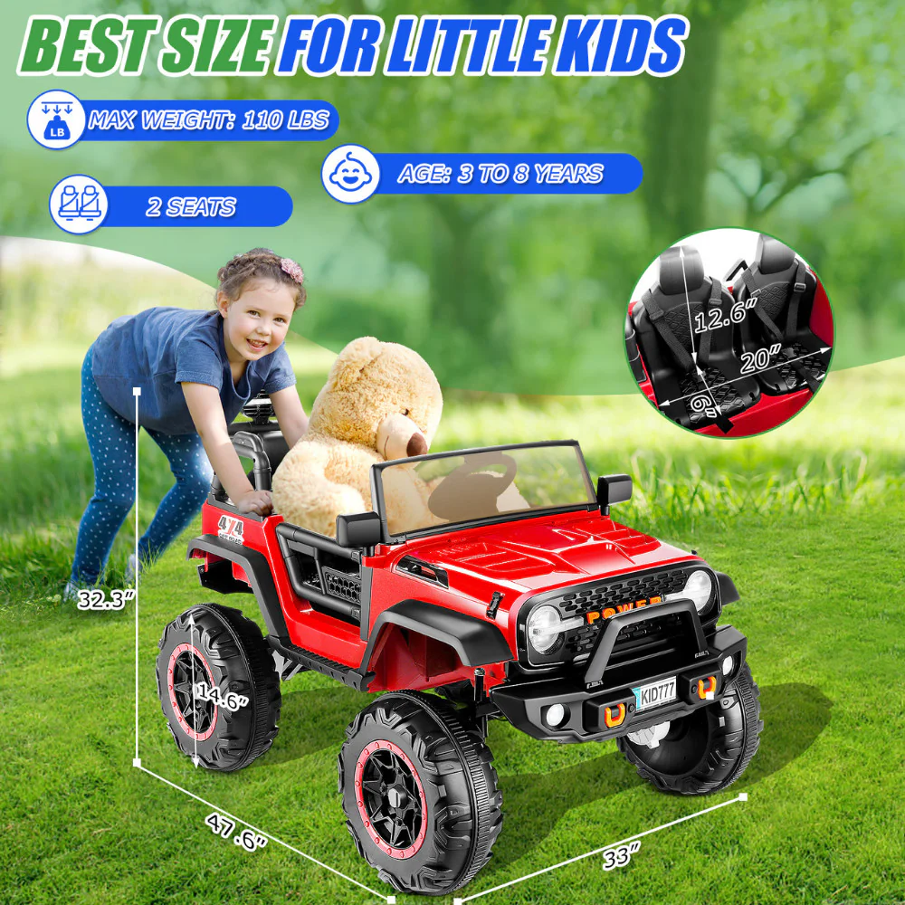 24V Electric 2-Seater Kids Ride-On Car with Remote Control, MP3, and LED Lights - Image 5