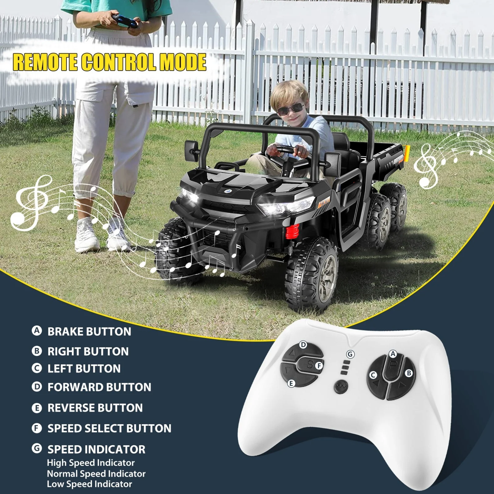 24V Electric Kids Ride-On Dump Truck with Remote Control 2-Seater 4/2WD - Image 24