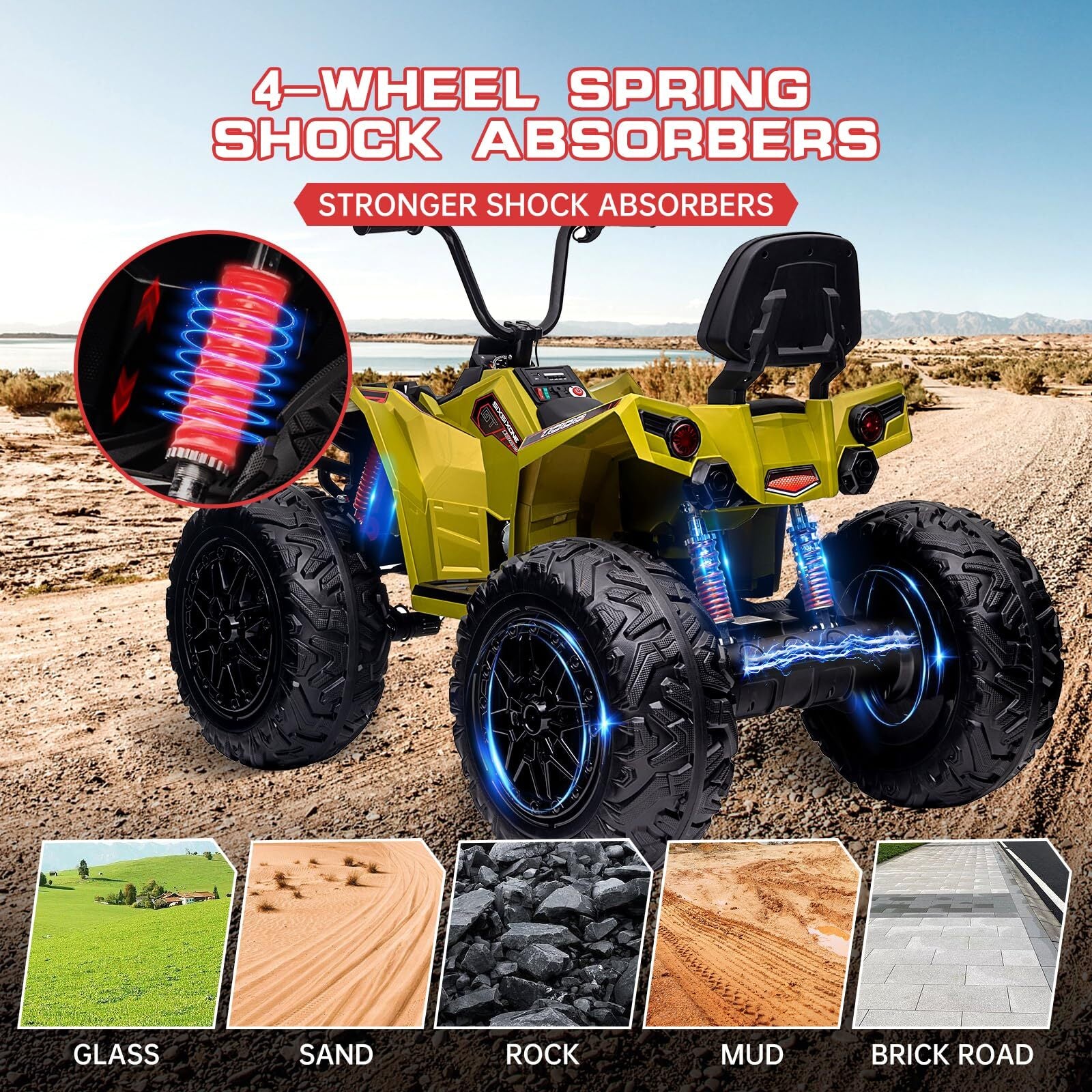 24V Electric Kids Ride-On 4WD Off-Road ATV Quad 4-Wheeler Toy Vehicle - Image 13