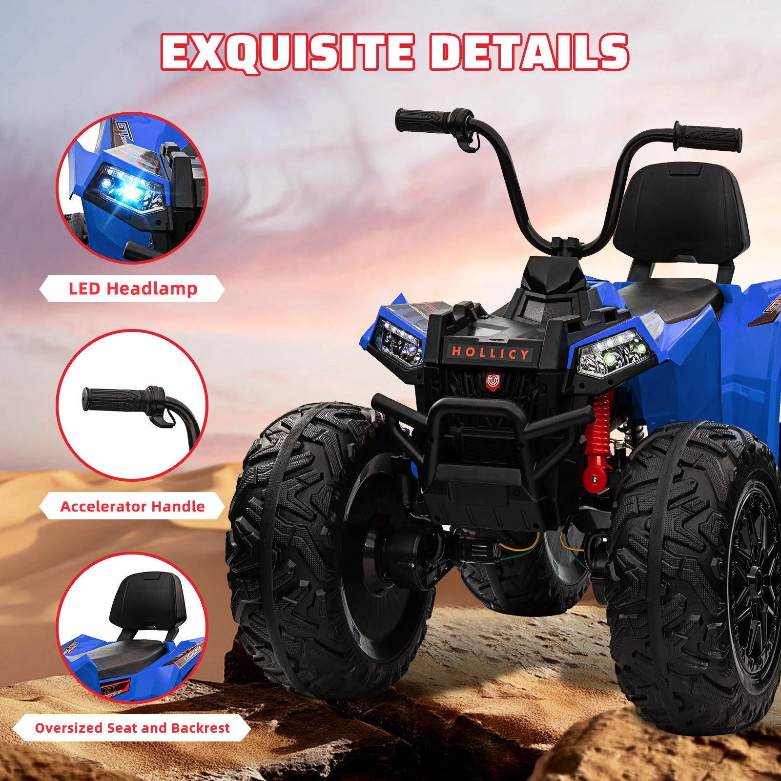 24V Kids Electric 4WD Off-Road Ride-On ATV Quad 4-Wheeler Toy Vehicle - Image 17