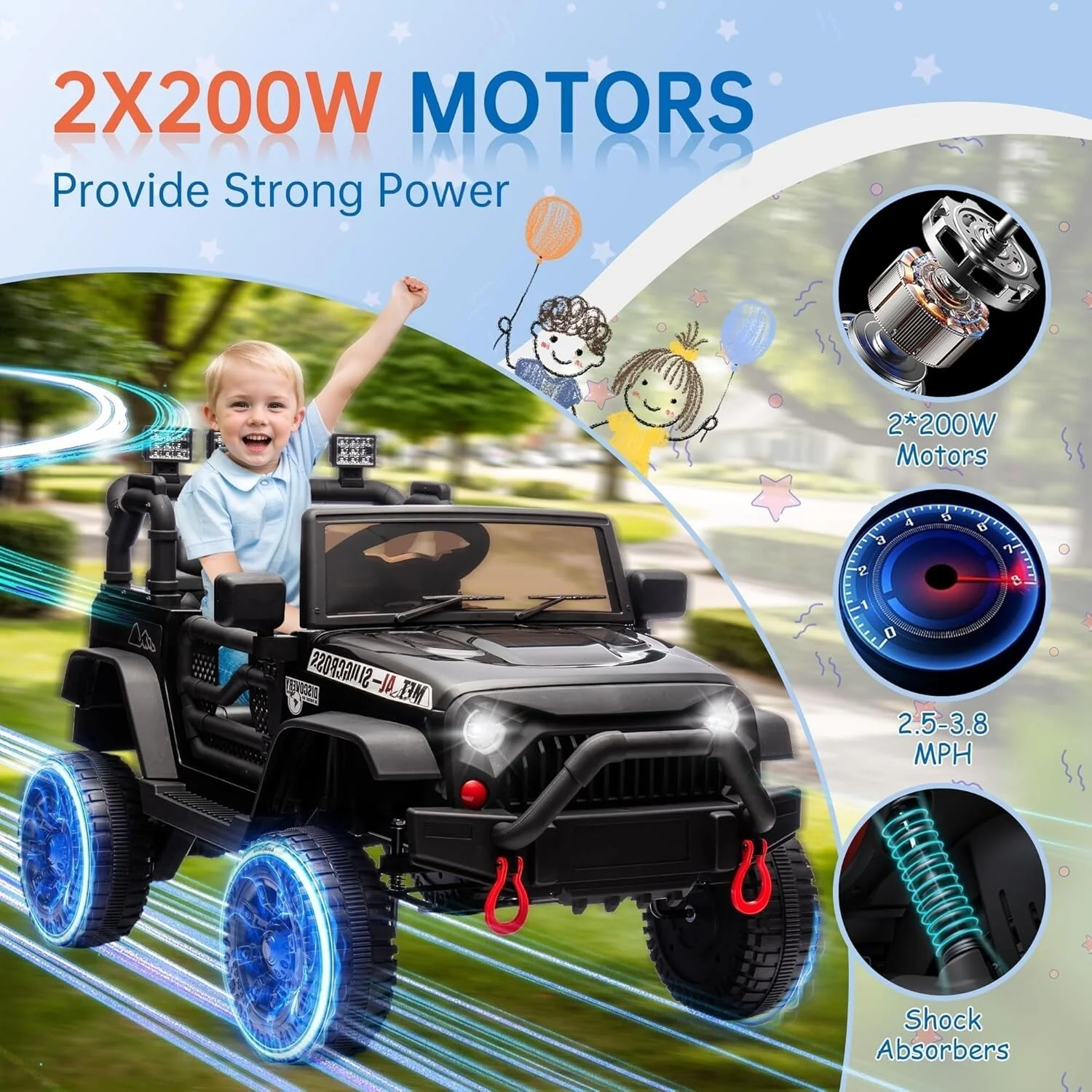 24V Kids Electric Ride-On Truck with 400W Motor, Four-Wheel Suspension and Remote Control - Image 23