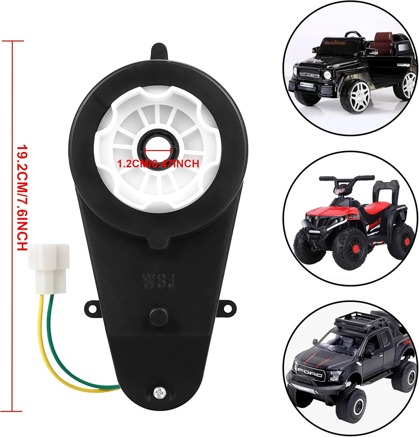 24V 30000RPM Electric Motor Gearbox Set for Kids Ride-On Cars, 2 Pieces - Image 4