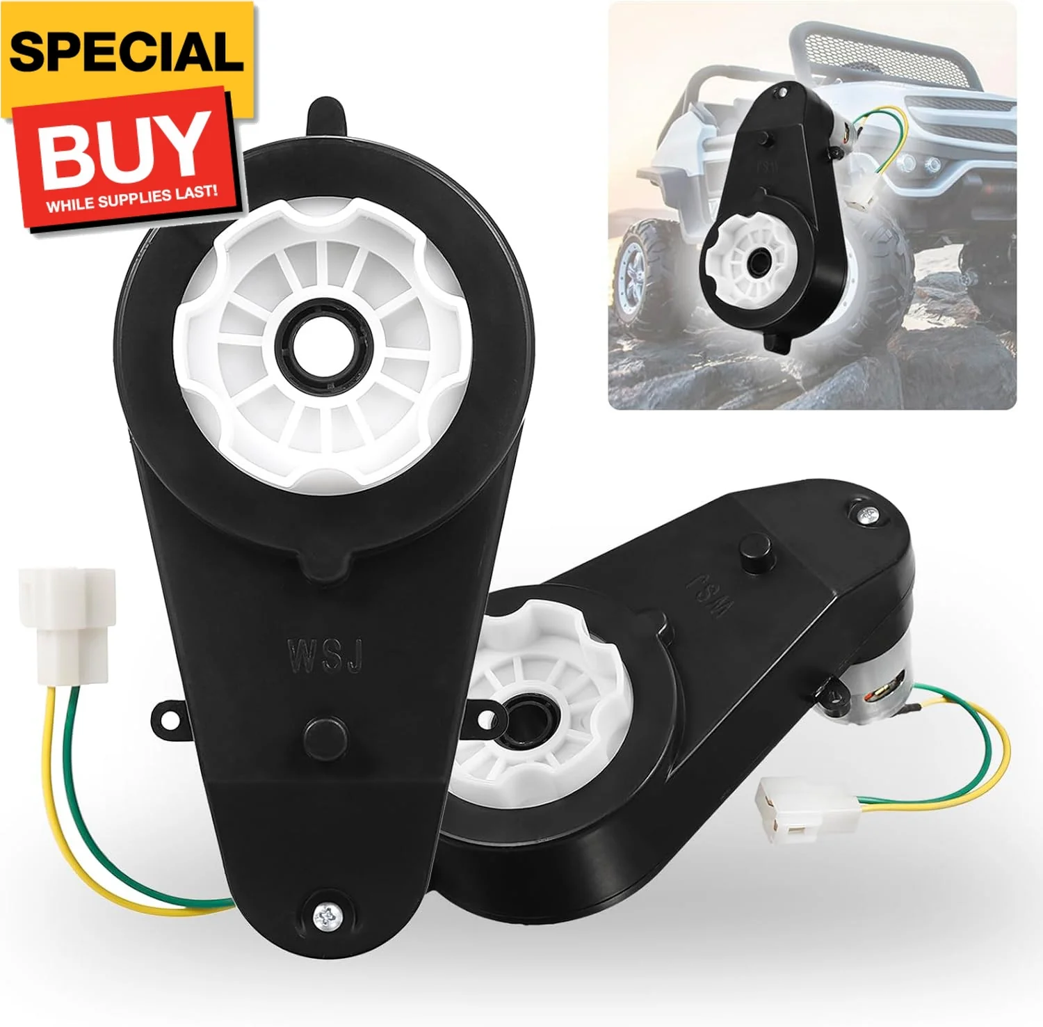 24V Electric Motor Gearbox Set for Kids Ride-On Car 30000 RPM 2 Pieces