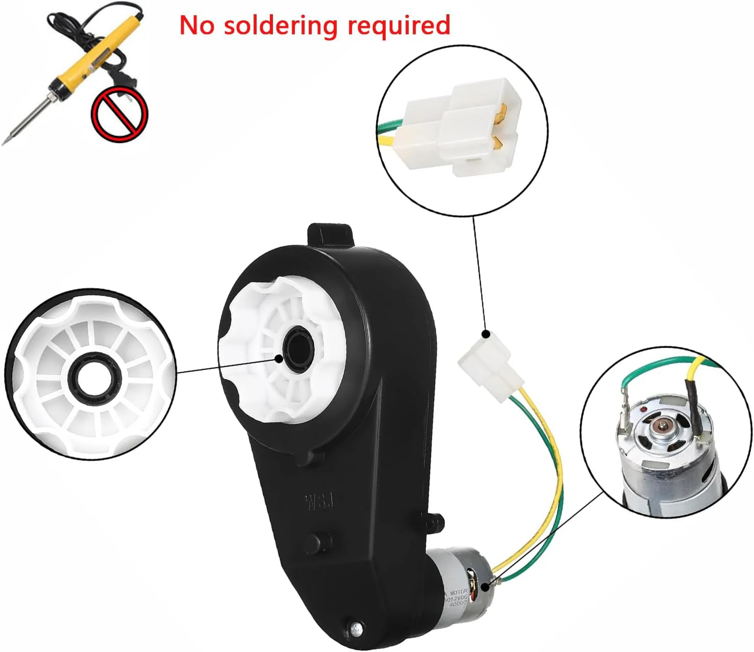 24V 40000RPM Electric Motor Gearbox for Kids Ride-On Car – 2 Pieces - Image 3