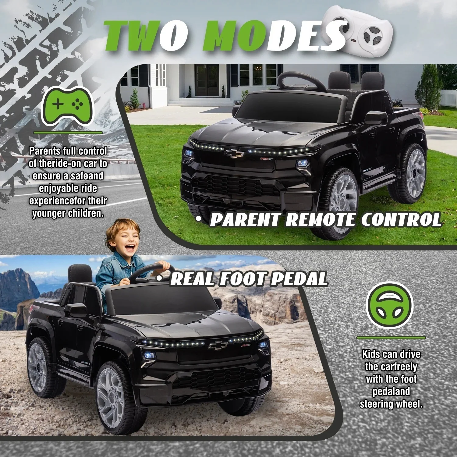 24V Kids Licensed Chevrolet Silverado Ride-On Truck Toy with Remote Control - Image 4