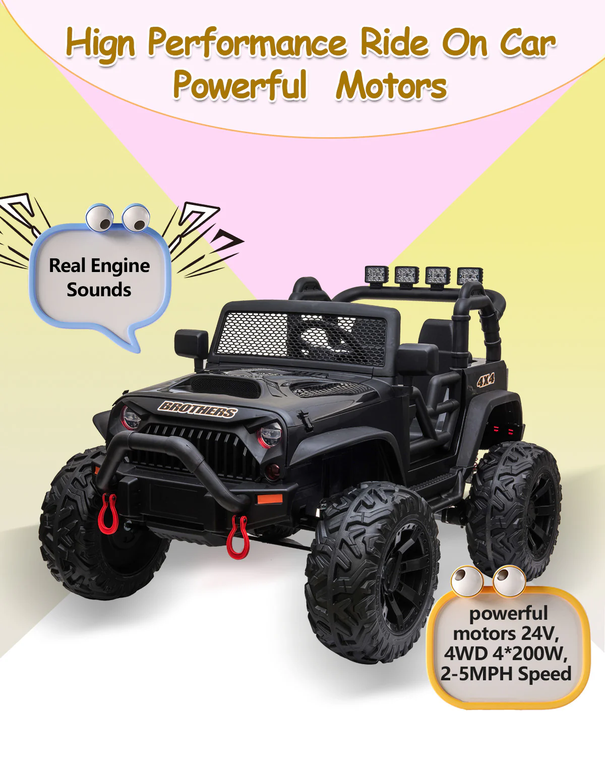 24V Battery-Powered Kids Ride-On Truck with Powerful Engine, 4WD, 2-Seater, and Safety Braking System - Image 23