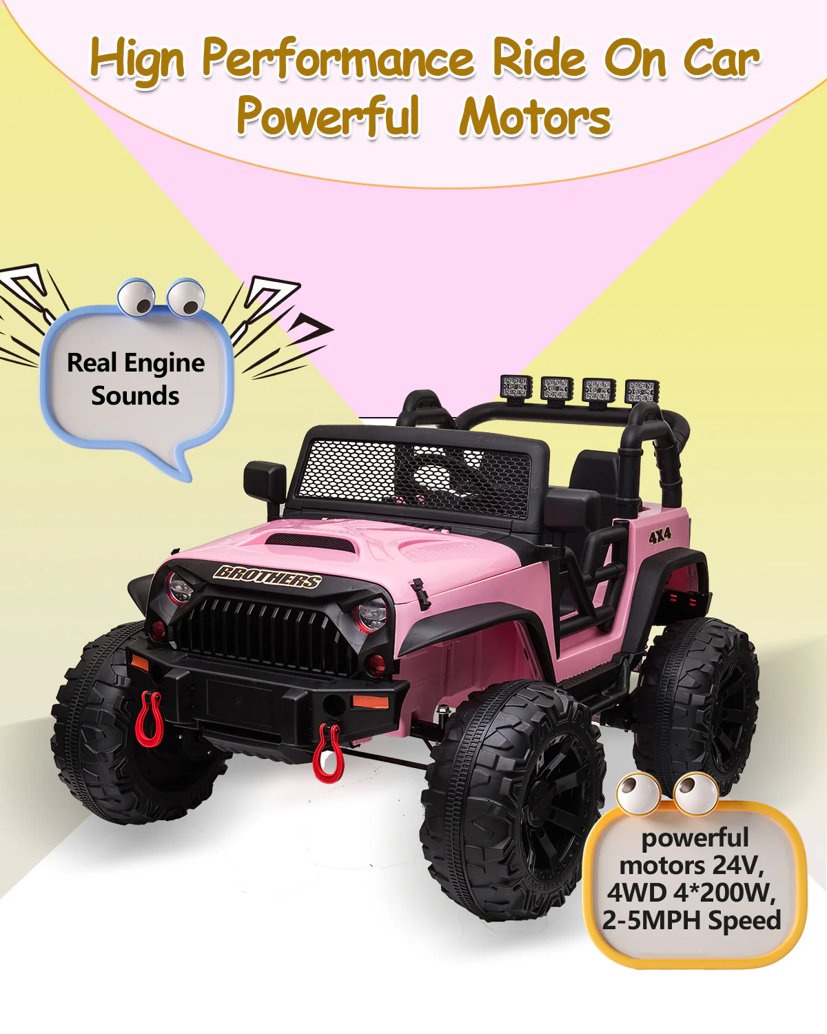 24V Battery-Powered Kids Ride-On Truck with Powerful Engine, 4WD, 2-Seater, and Safety Braking System - Image 5