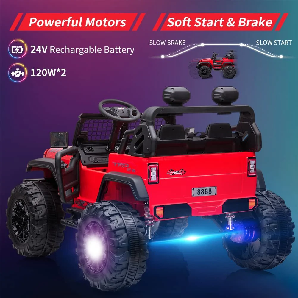 24V Battery-Powered Kids Electric Ride-On Truck with 2 Seats - Image 6