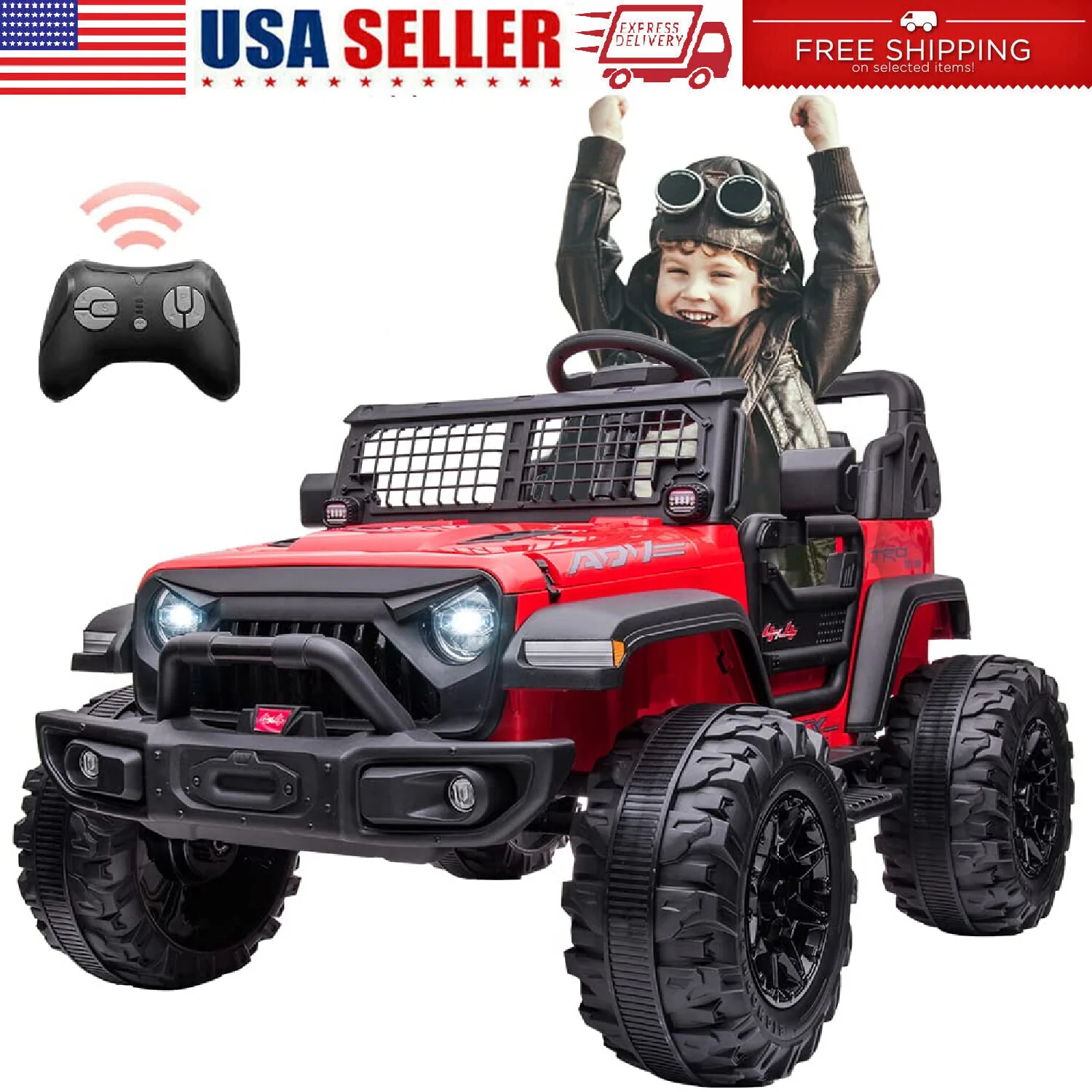 24V 2-Seater Kids Electric Ride-On Truck with LED Headlights and Remote Control - Image 4
