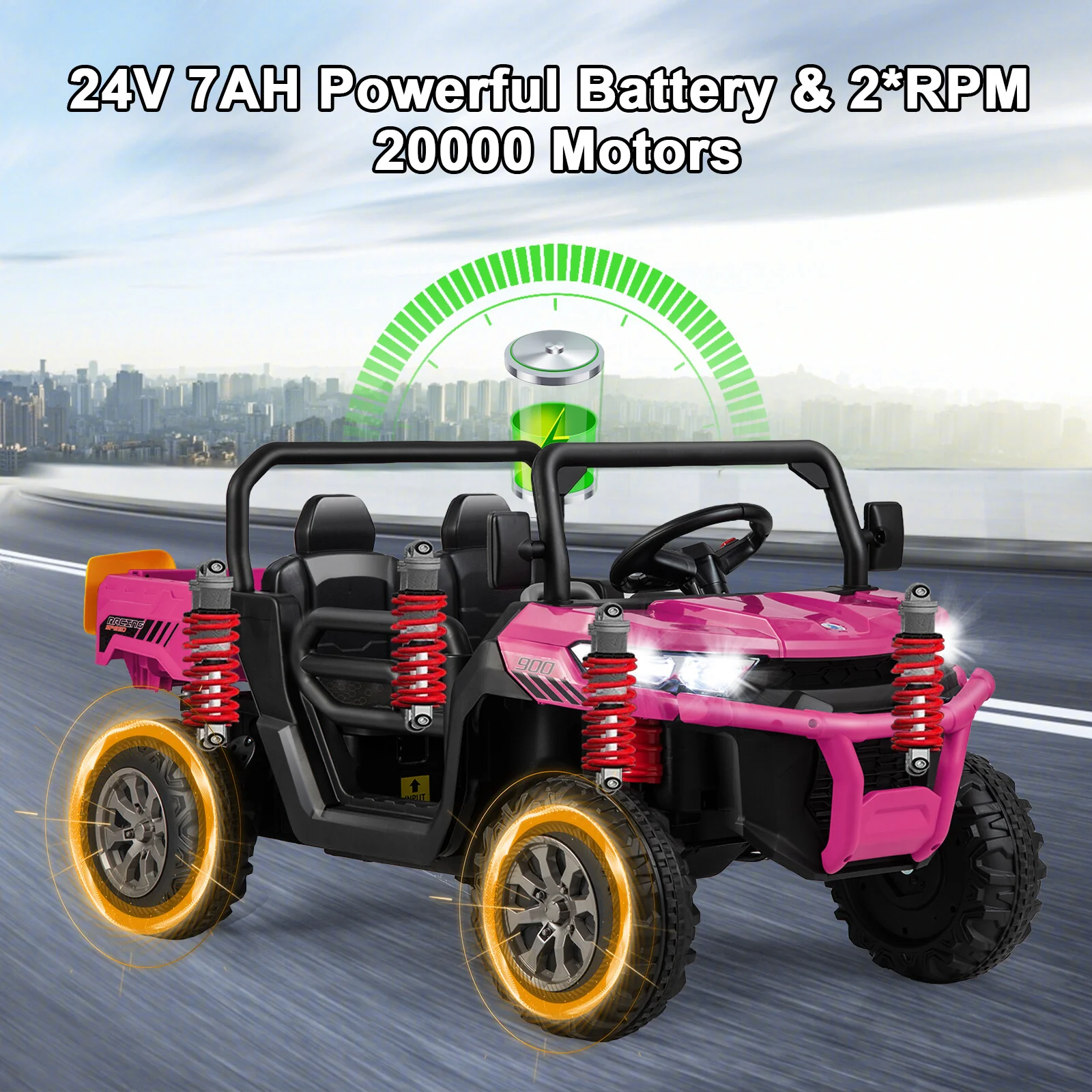 24V 2-Seater Kids Electric Ride-On Dump Truck with USB Port Rose Red - Image 8